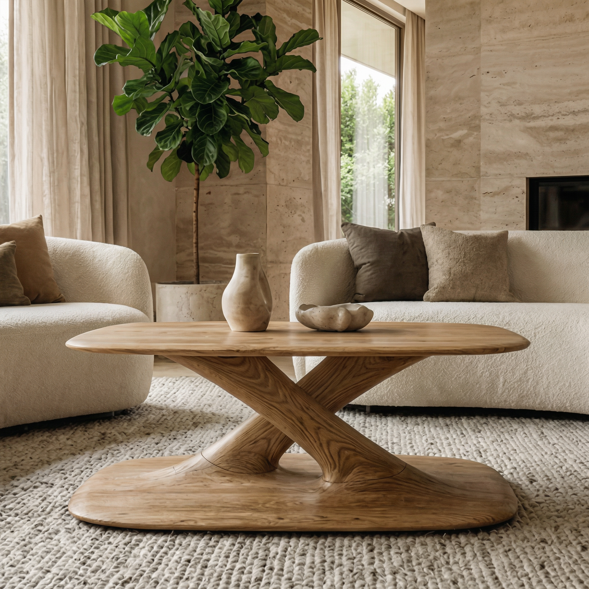 Modern Curved Coffee Table For Living Room And Lounge SINLKICF355