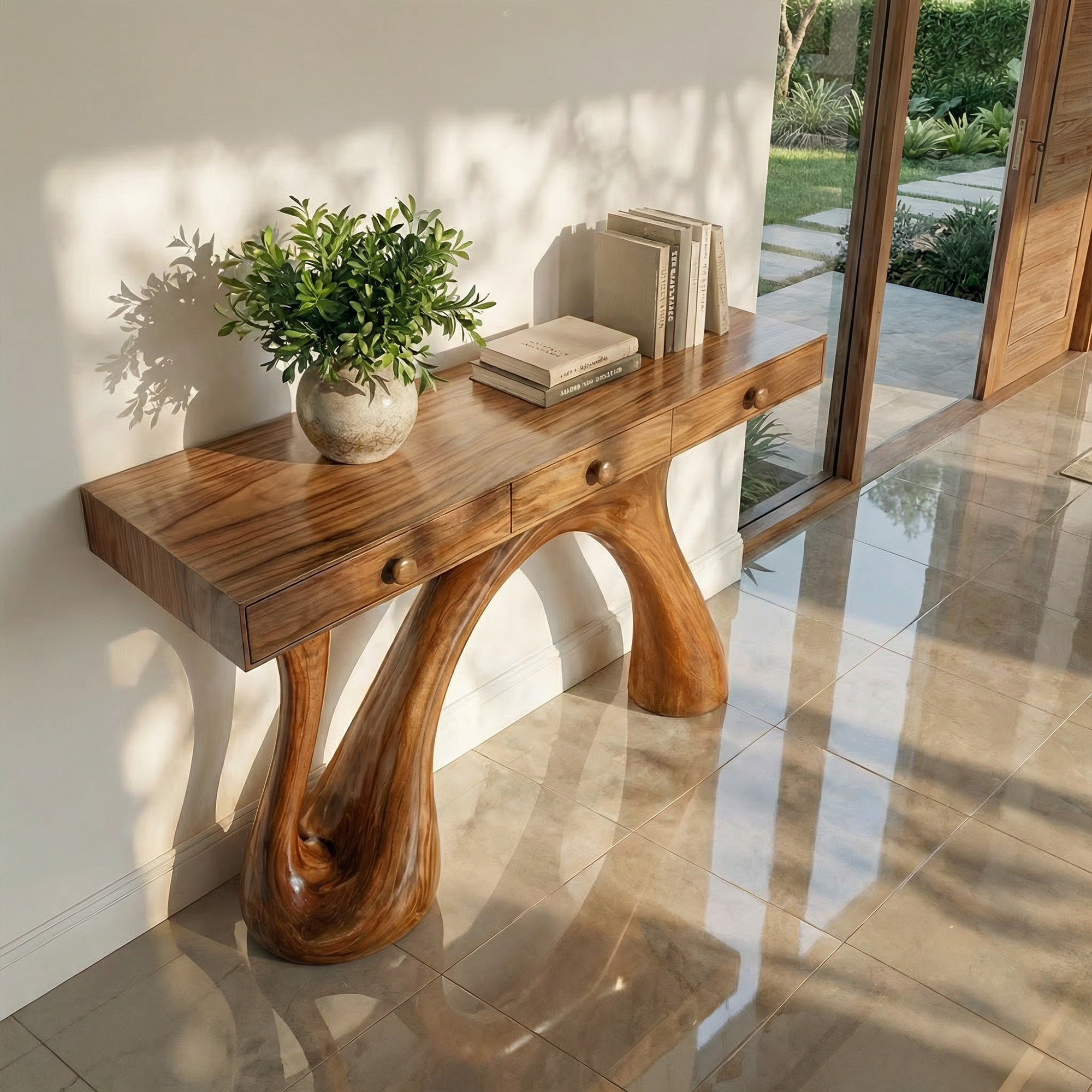 Modern Sculptural Console Table For Entryway And Living Room Space SINLKICS563