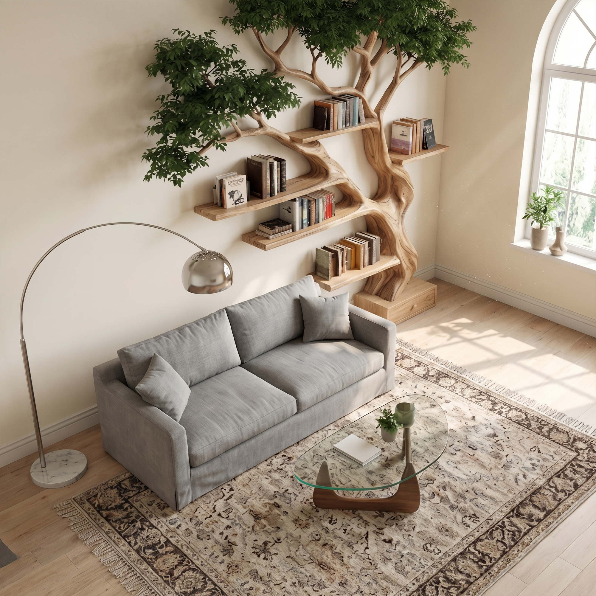 Nature Inspired Tree Bookshelf For Living Room And Bedroom SINLKITB722