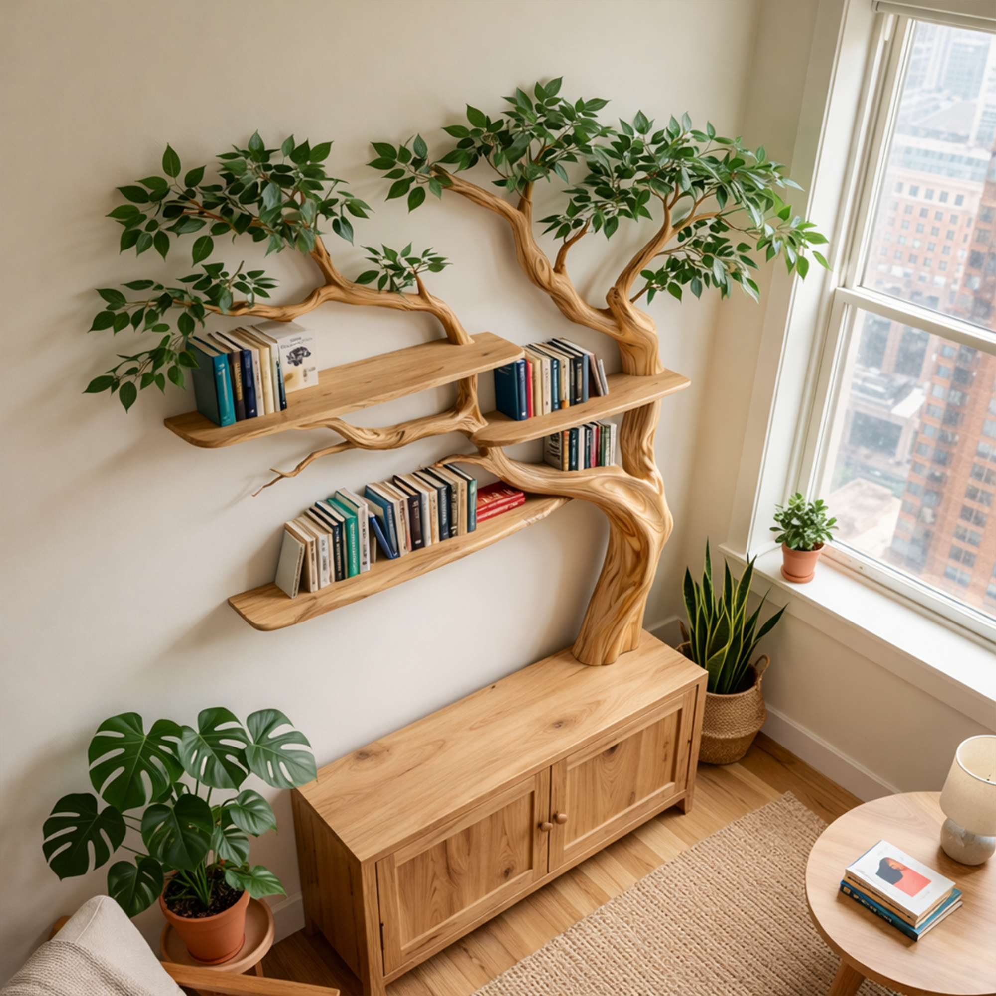 Sculptural Tree Bookcase With Storage For Living Room And Reading Room SINLKITB723