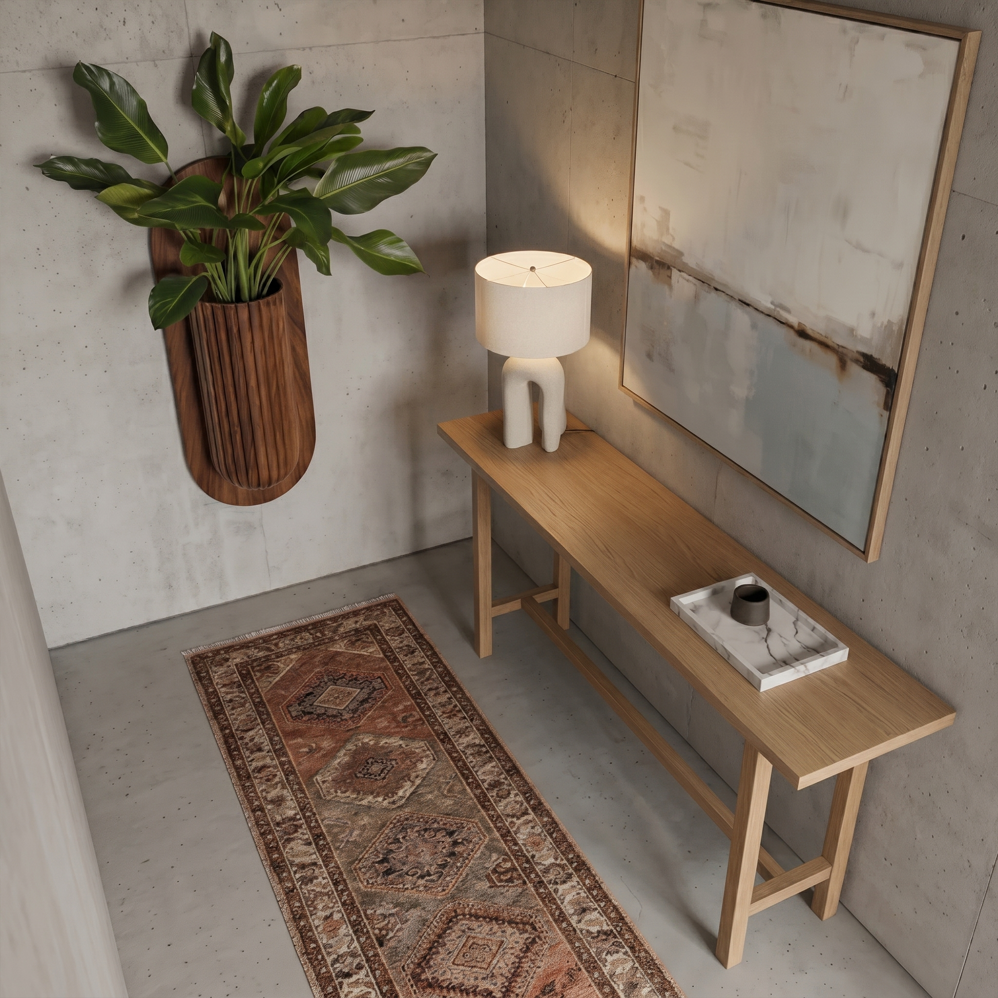 Minimalist Wood Wall Planter With Solid Wood Display Vessel For Plants SINLKIWPR001