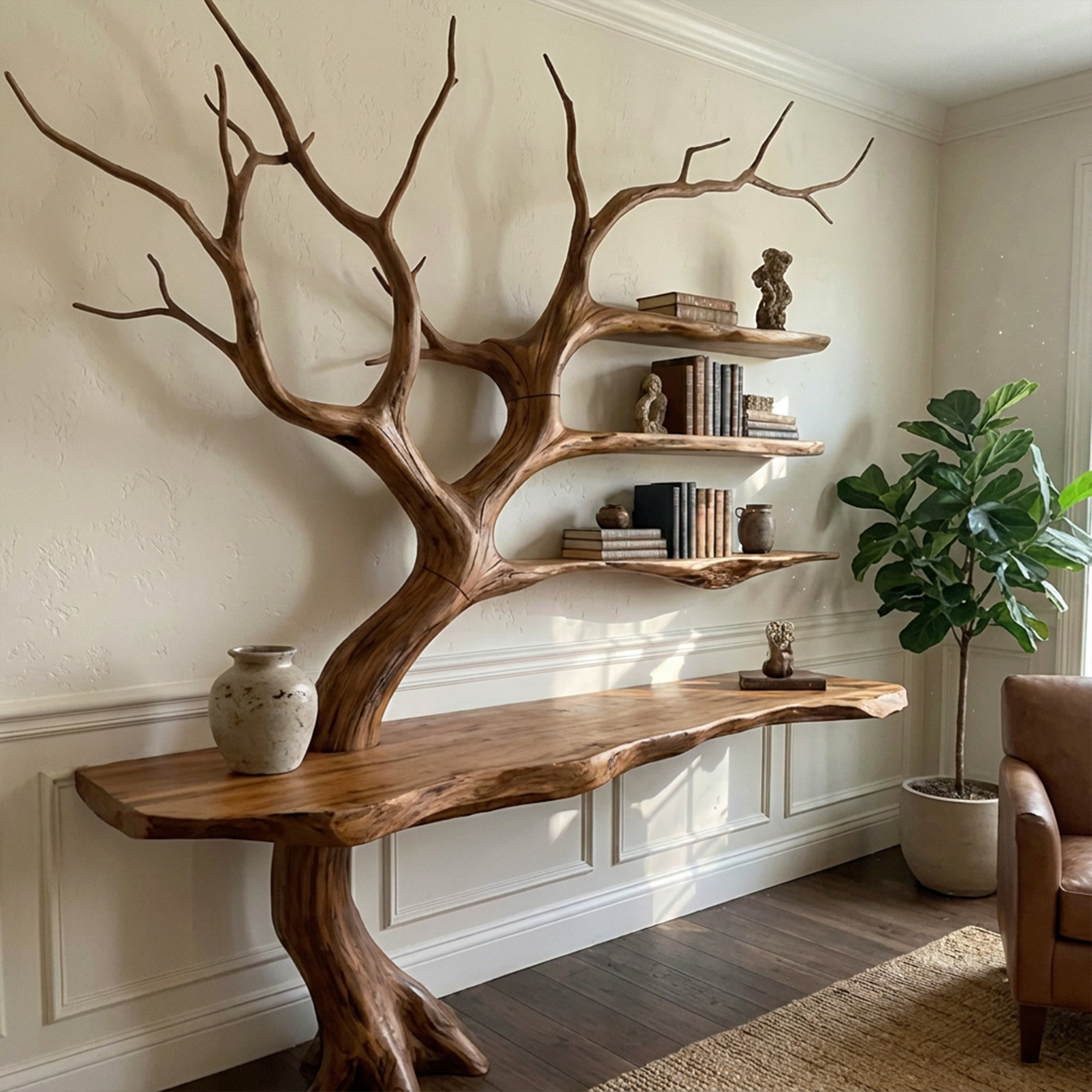 Rustic Console Table Artistic Tree Branch Reading Room SINLKICS301
