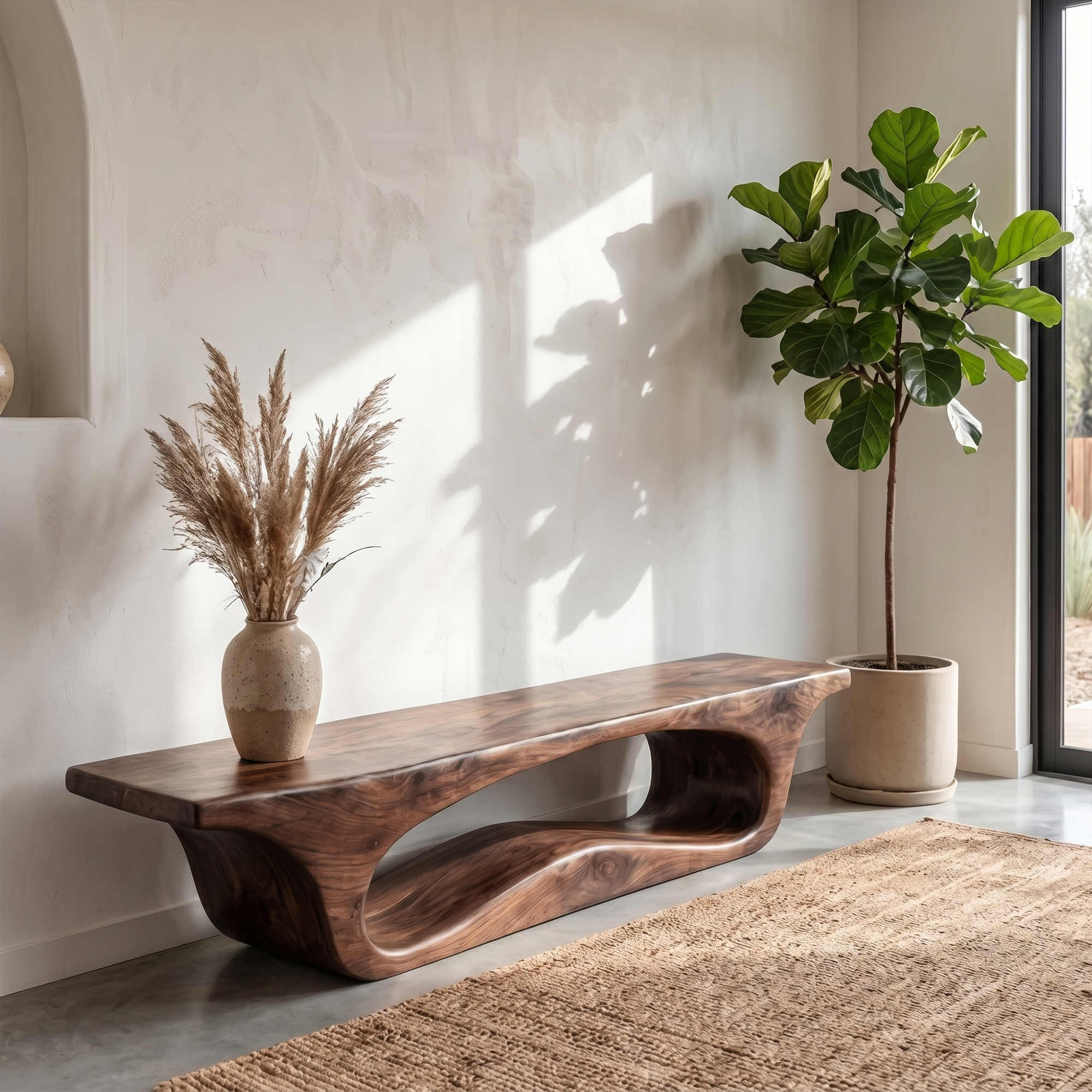 Modern Sculptural Bench For Entryway Or Living Room SINLKIRS104