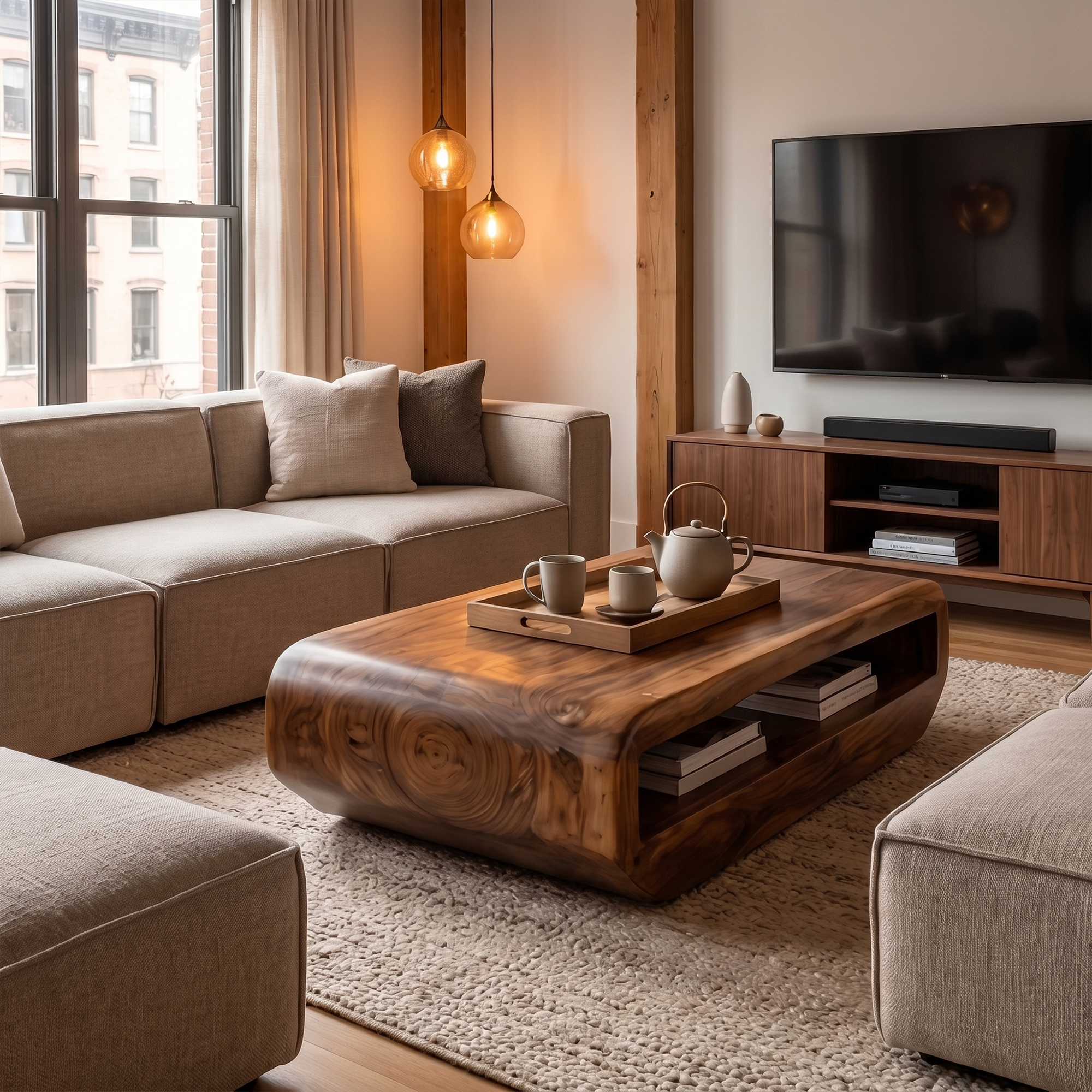 Rustic Natural Wood Coffee Table With Storage For Living Room And Lounge SINLKICF365