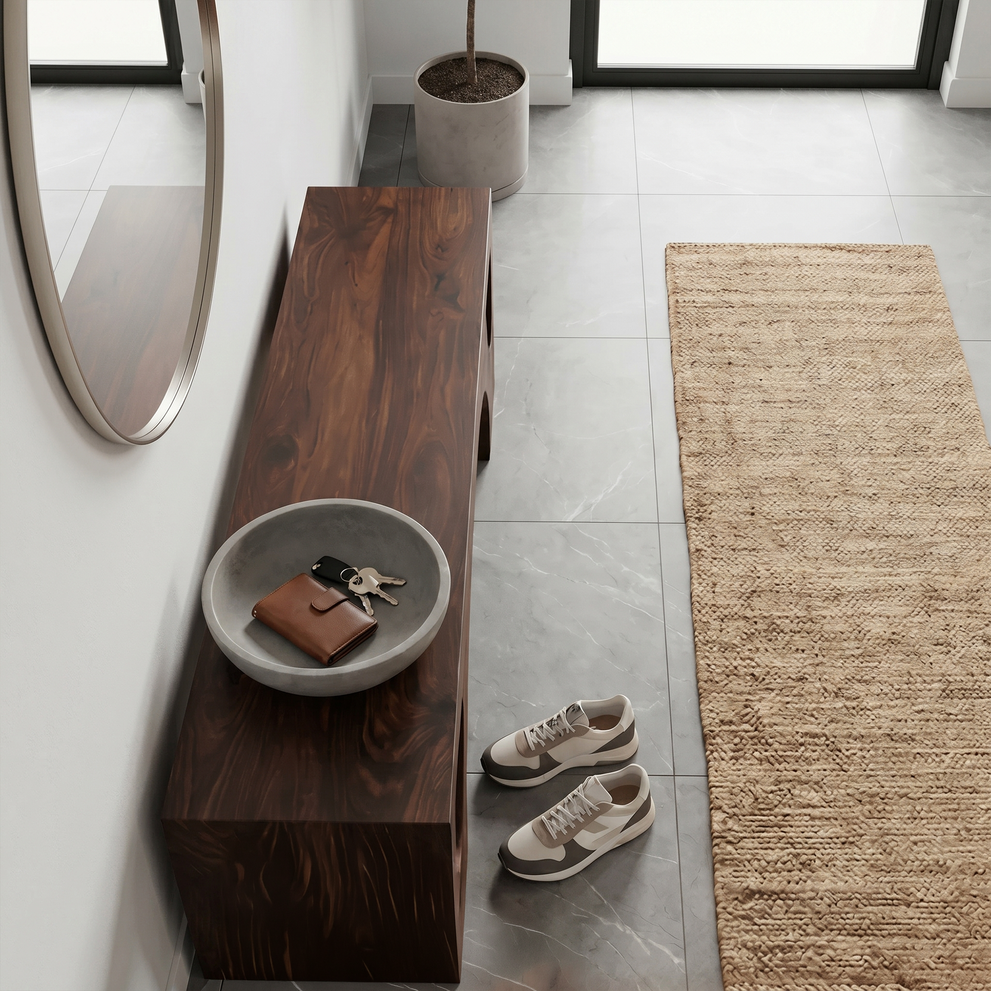 Modern Organic Bench With Sculptural Arch Base For Entryway SINLKIRS111