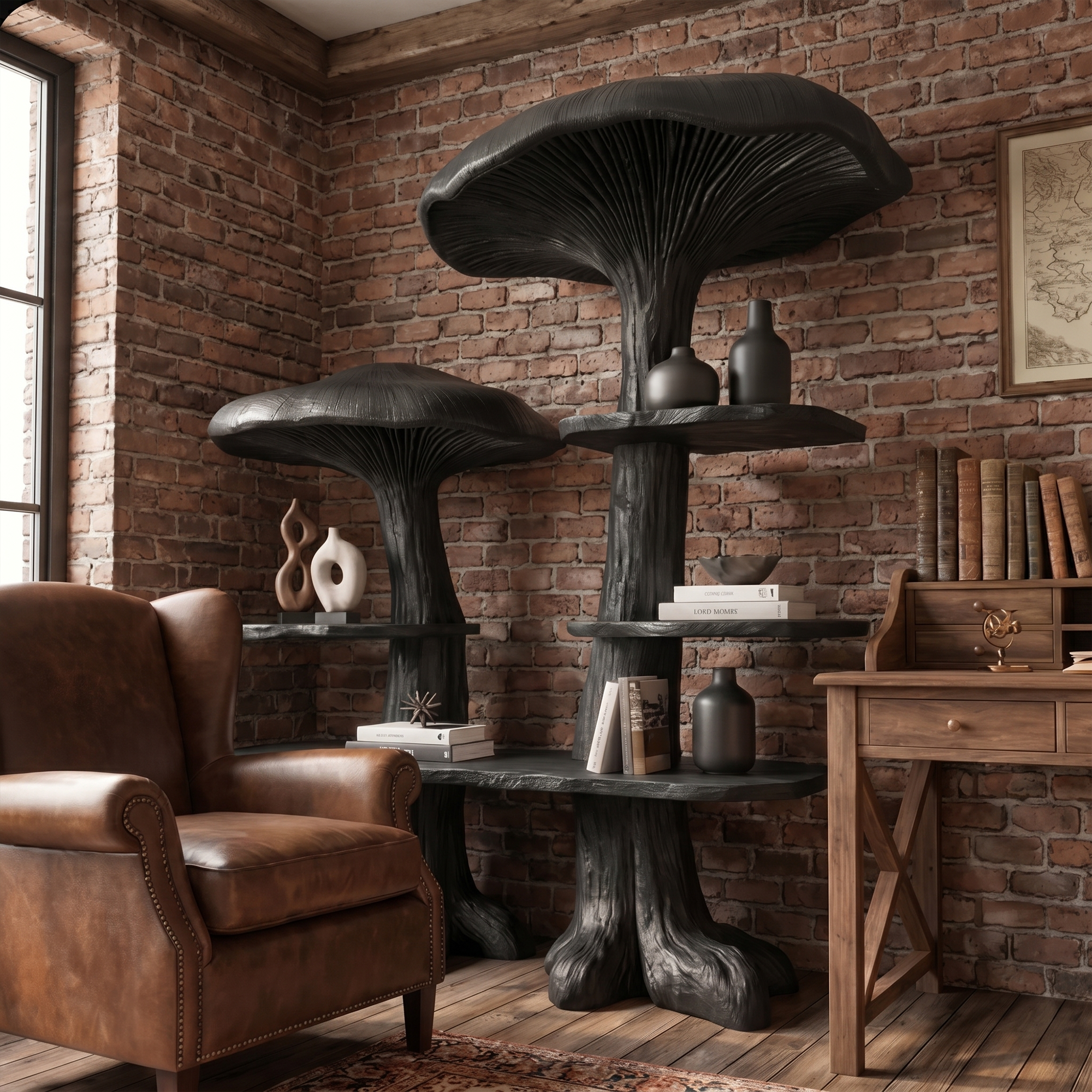 Nature Inspired Mushroom Bookshelf With Open Display Storage For Living Room SINLKITB743