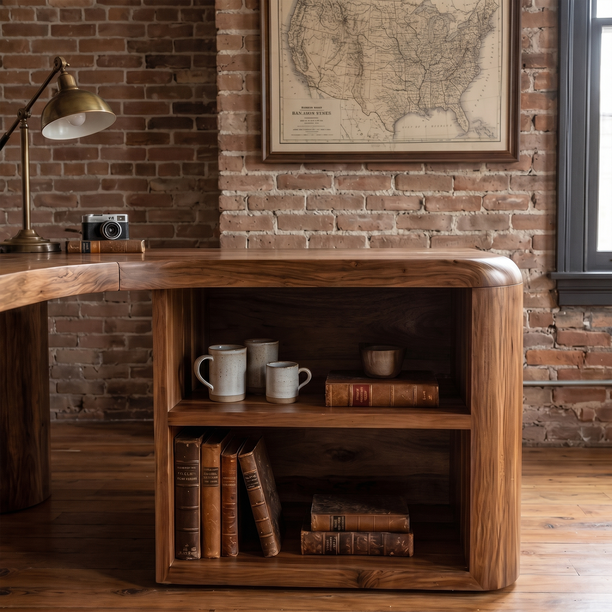 Organic Corner Desk Handcrafted Wood Design For Home Office SINLKIDK144