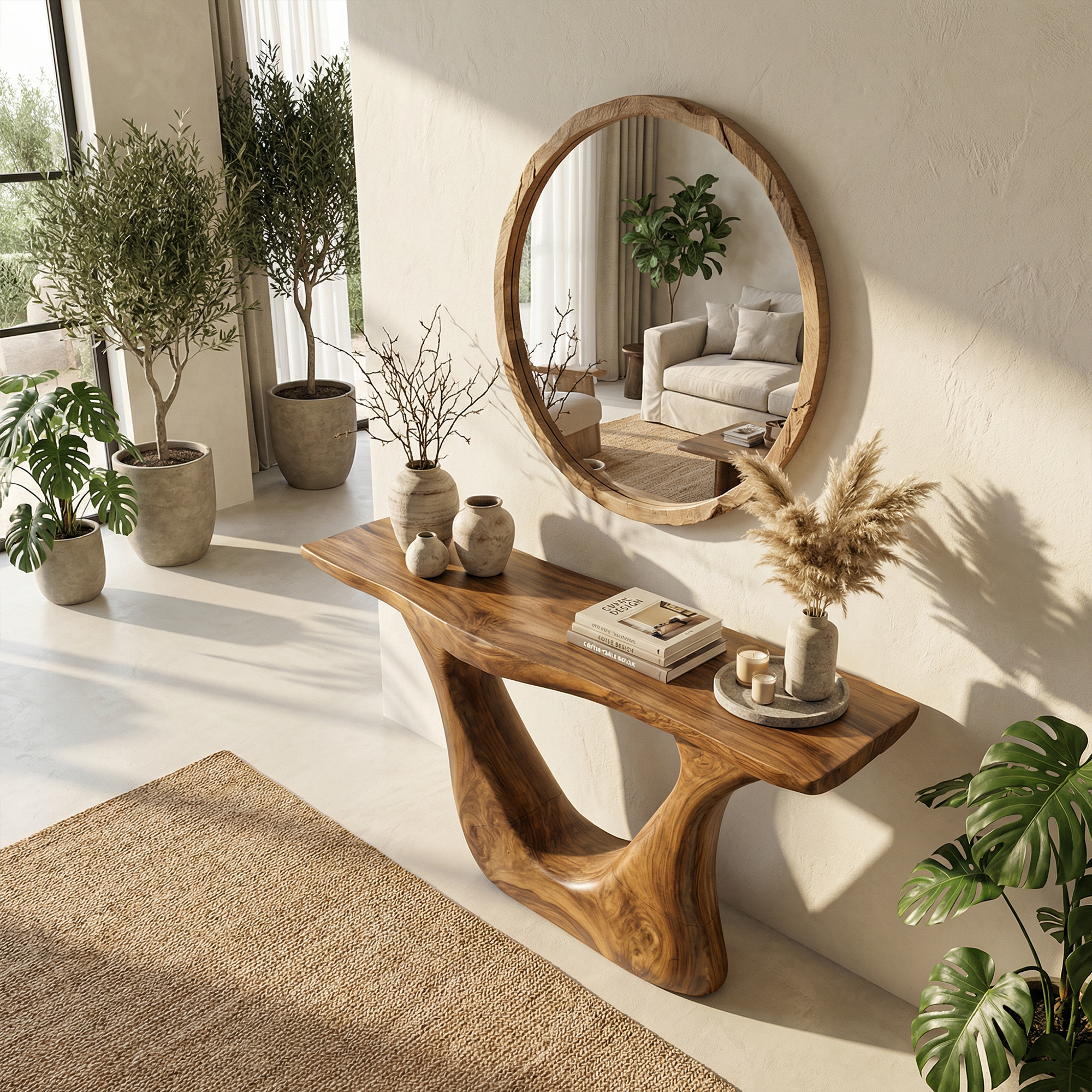 Contemporary Organic Sculptural Console Table For Entryway And Living Room Space SINLKICS565