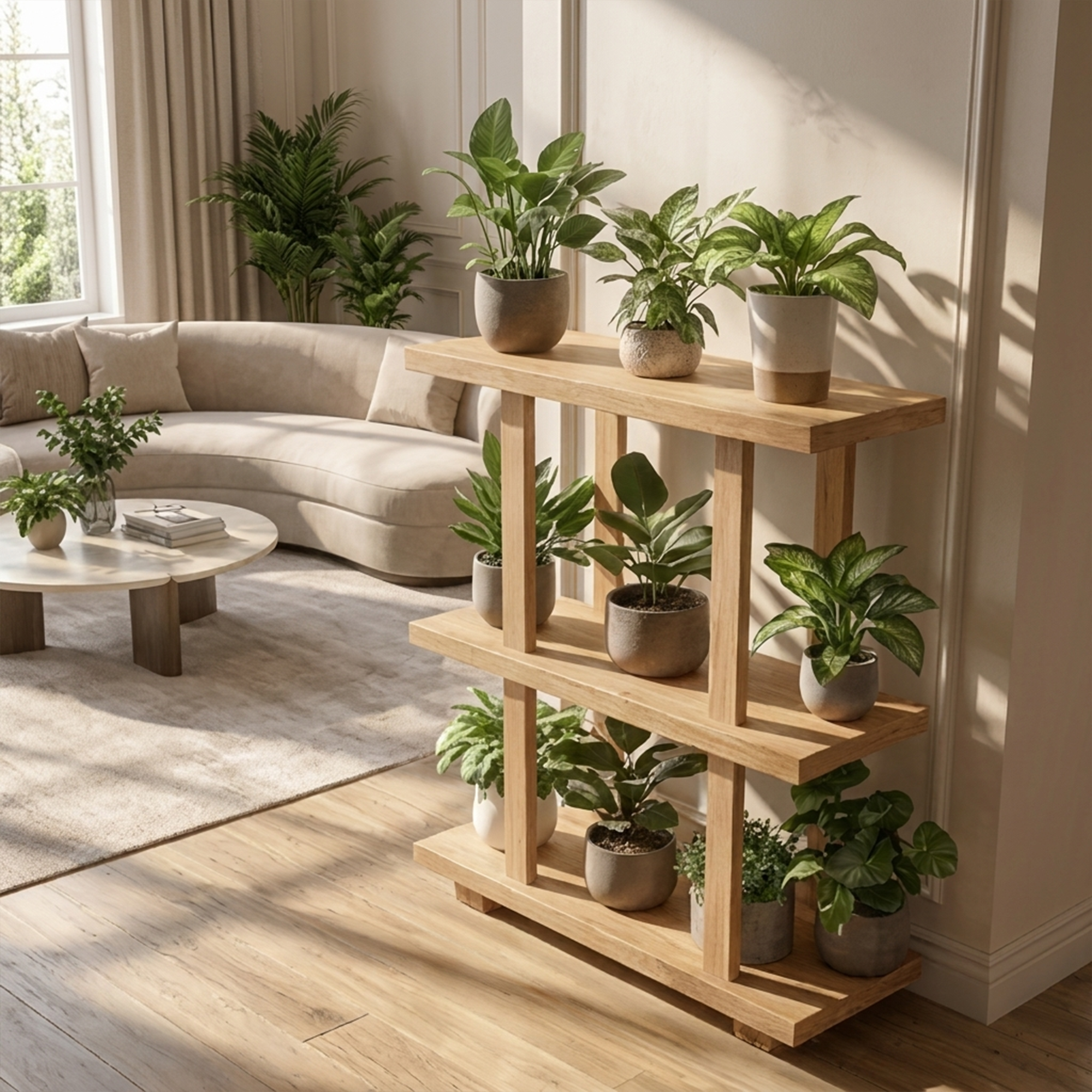 Mid Century Plant Shelf Indoor Garden Decor SINLKITT083