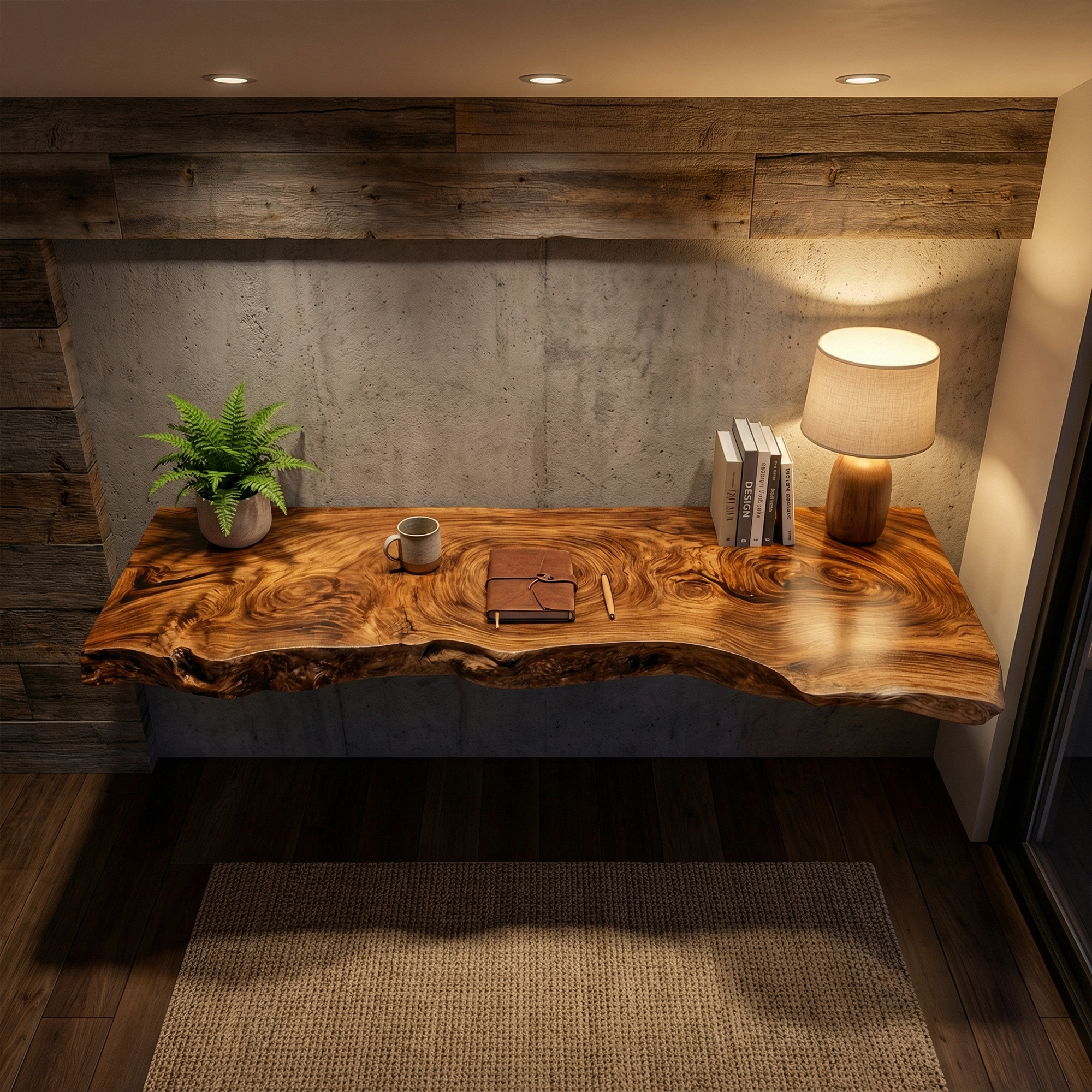 Contemporary Rustic Floating Shelf Solid Wood Live Edge Corner Design Kitchen And Living Room SINLKIFL524