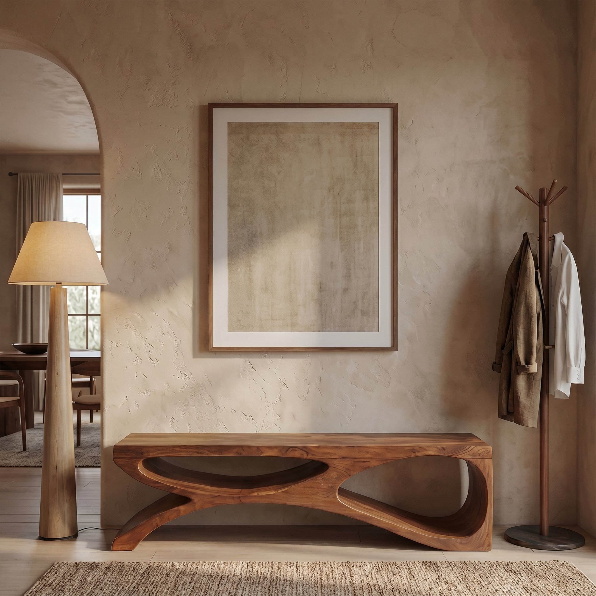 Contemporary Bench With Sculptural Open Base For Living Room SINLKIRS116