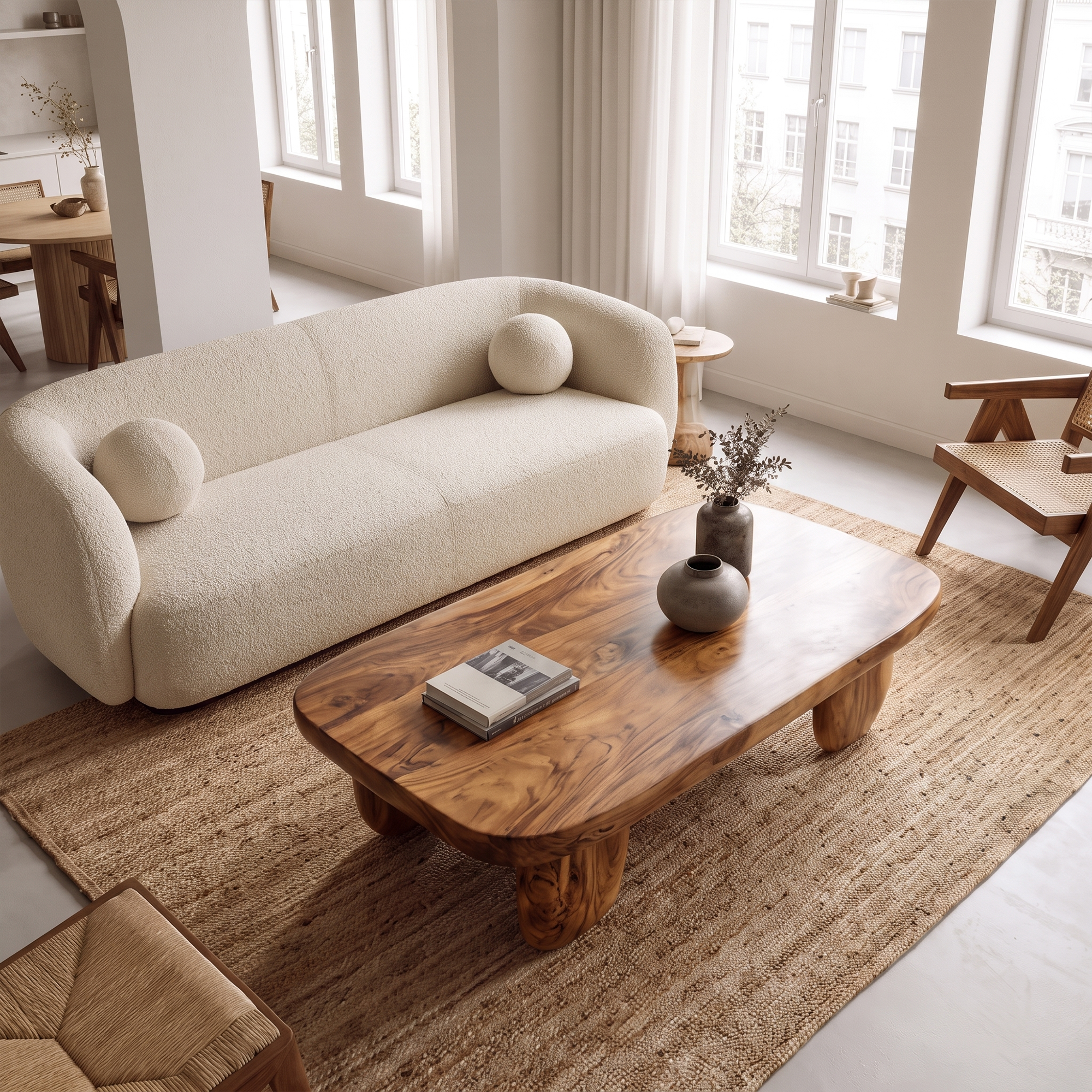 Minimal Coffee Table With Organic Pedestal Base For Living Room SINLKICF410