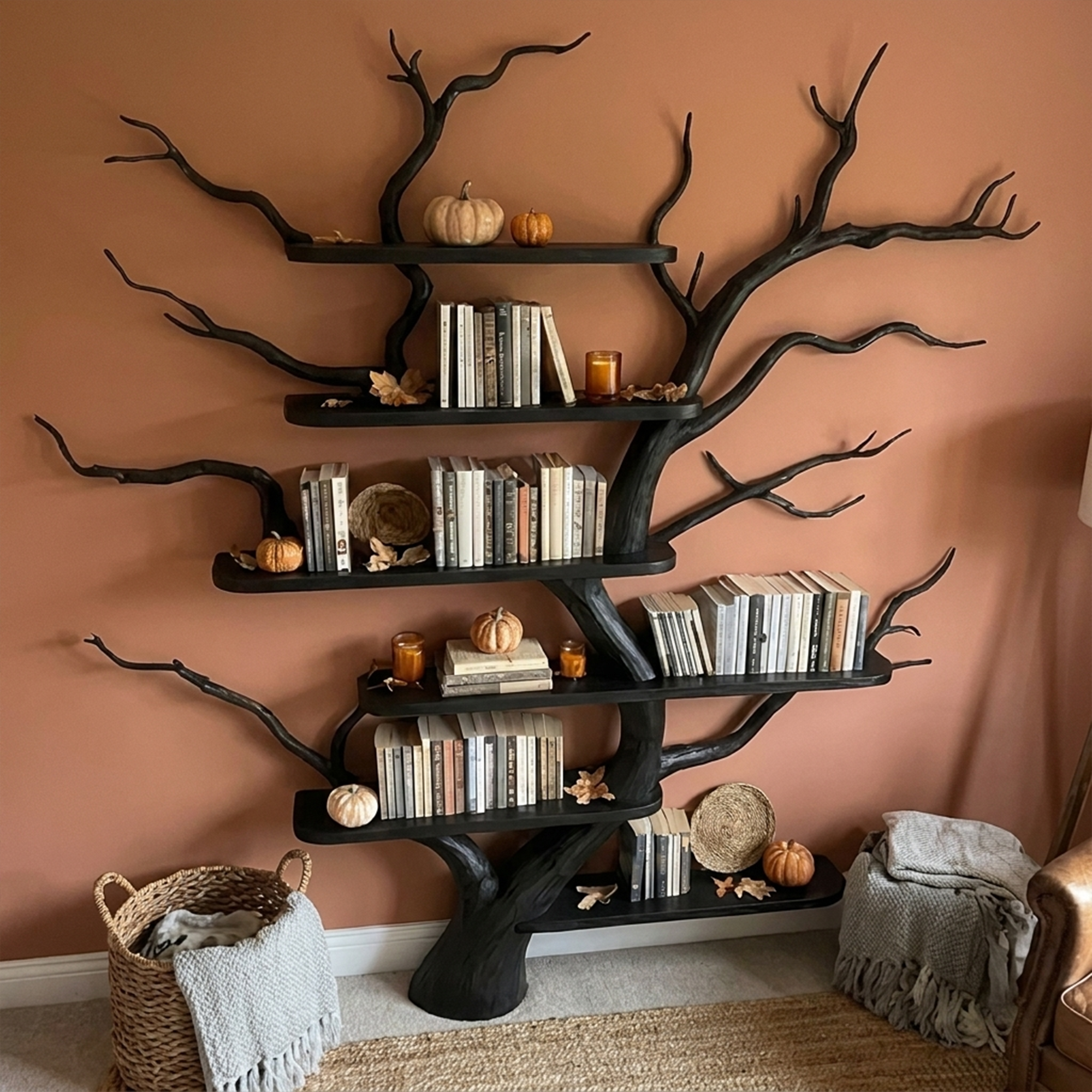Mid Century Tree Wall Shelf Christmas Living Room SINLKITB578