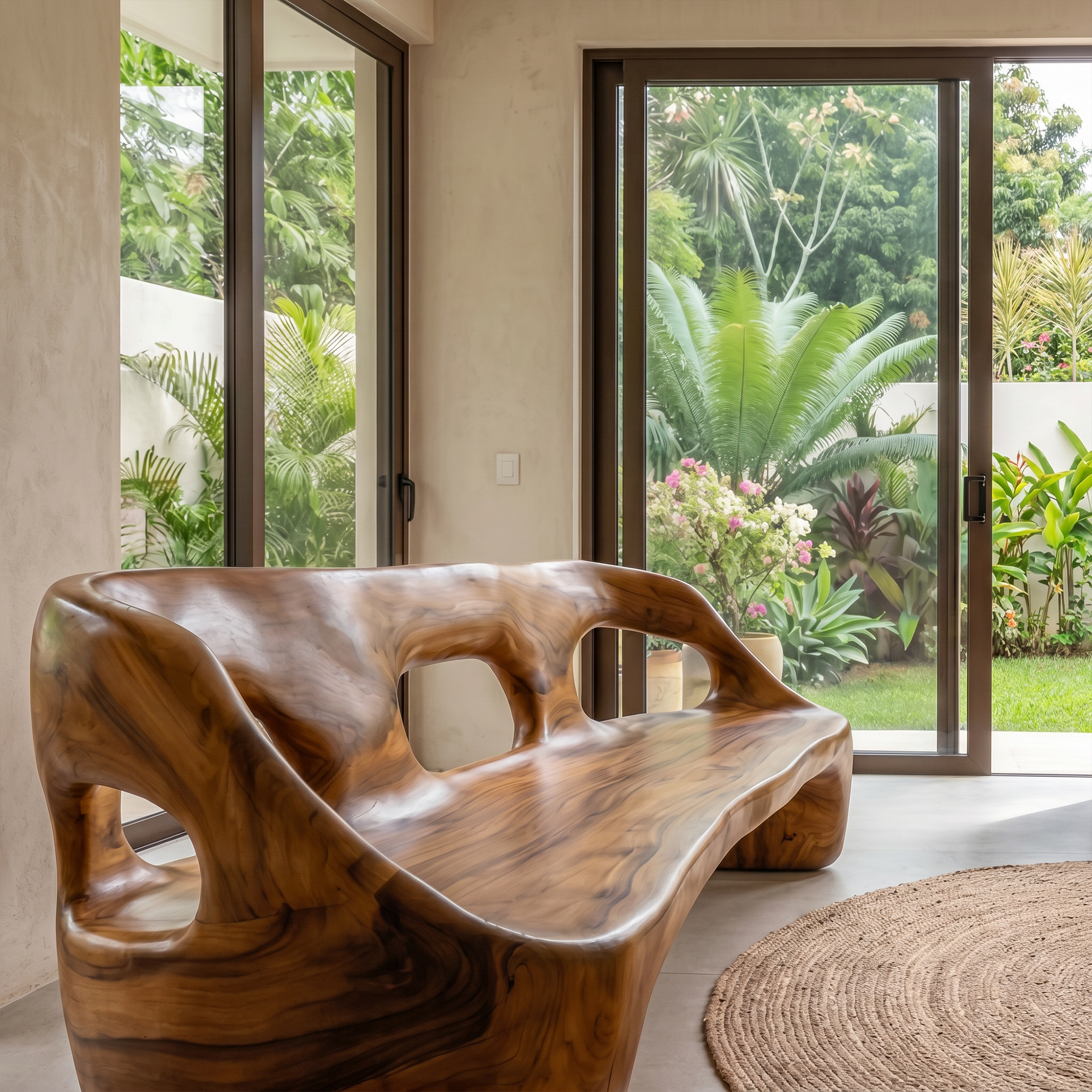 Contemporary Sculptural Sofa Frame With Curved Solid Wood Design For Living Room SINLKISF018