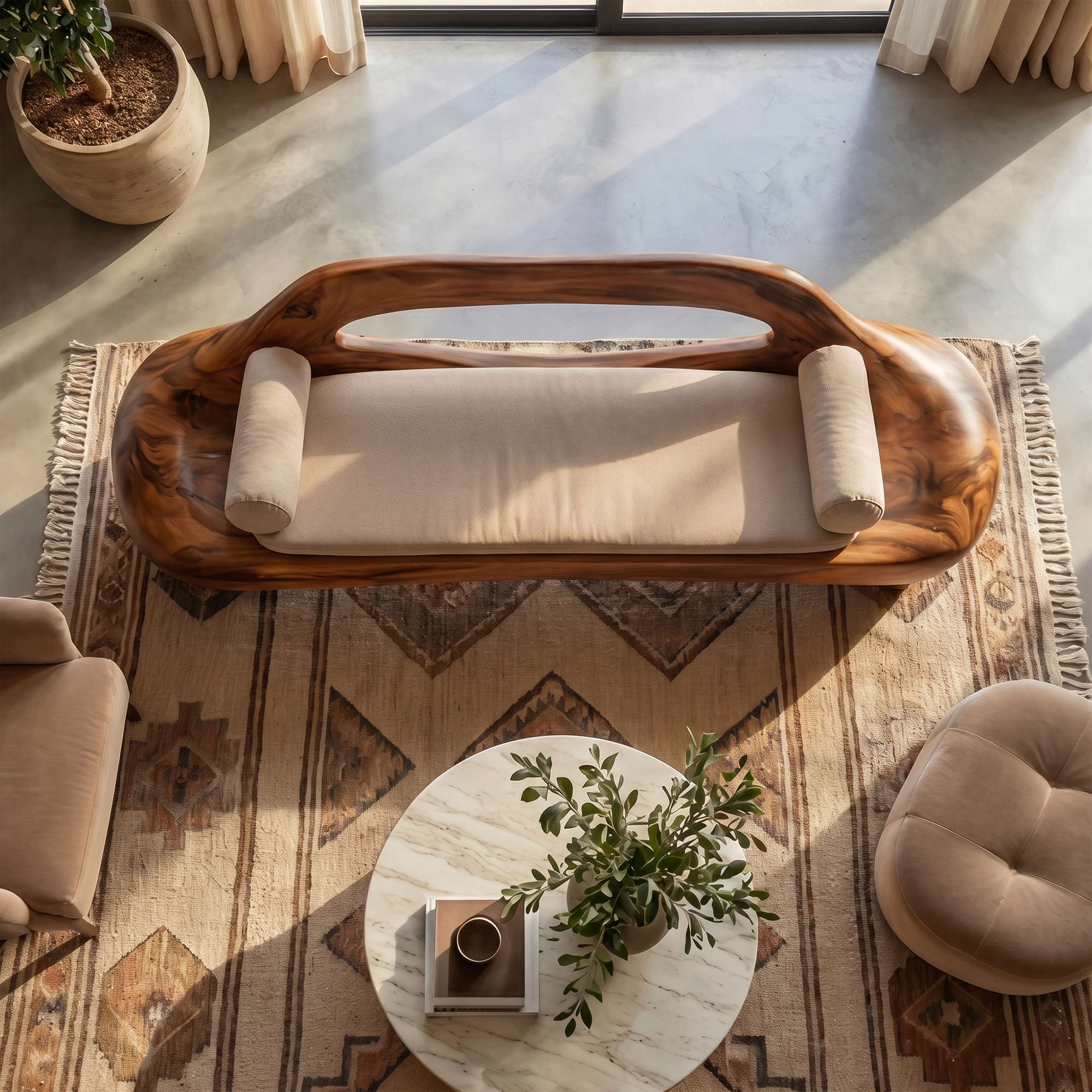 Minimalist Organic Sofa Frame With Low Profile Solid Wood Design For Living Room SINLKISF020