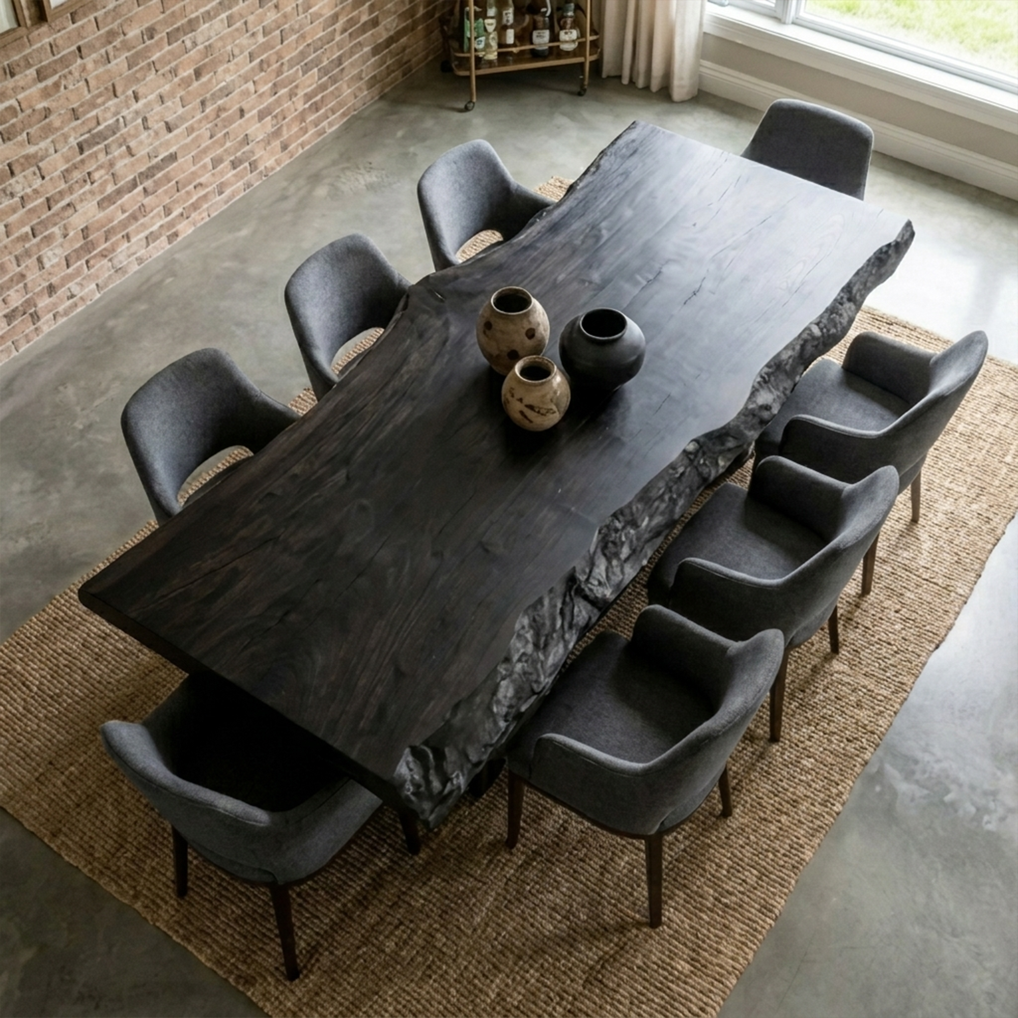 Mid Century Live Edge Table Dining Room SINLKIDT081