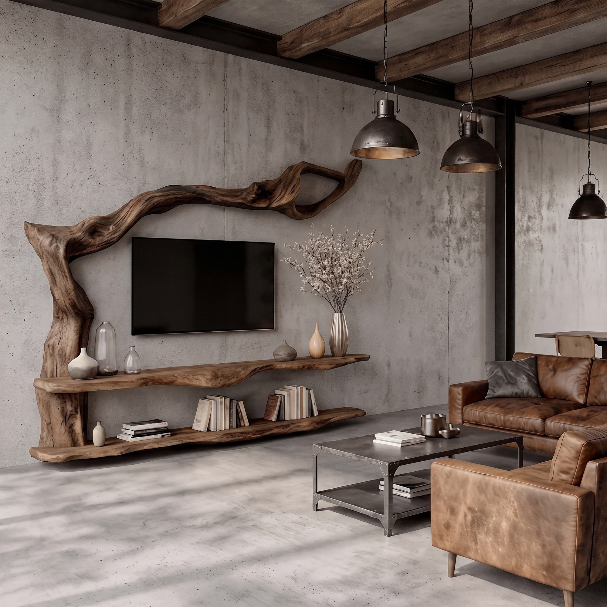 Contemporary TV Cabinet With Sculptural Tree Inspired Base For Living Room SINLKITC077