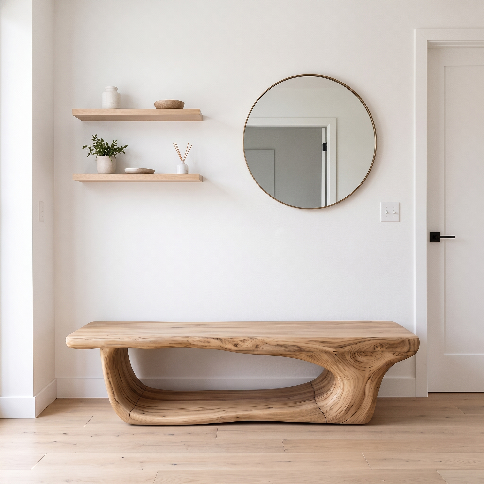Organic Shoe Bench With Open Shoe Storage For Entryway SINLKISB099