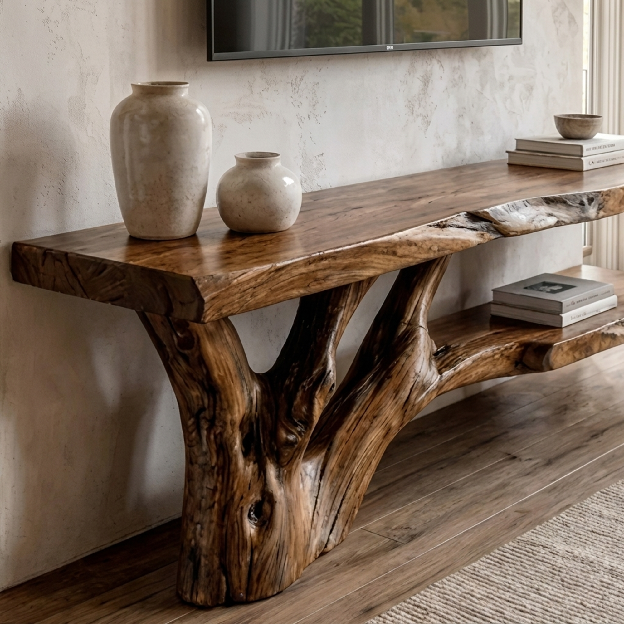 Mid Century Console Table Wood Backing Statement Luxury Showroom SINLKICS373