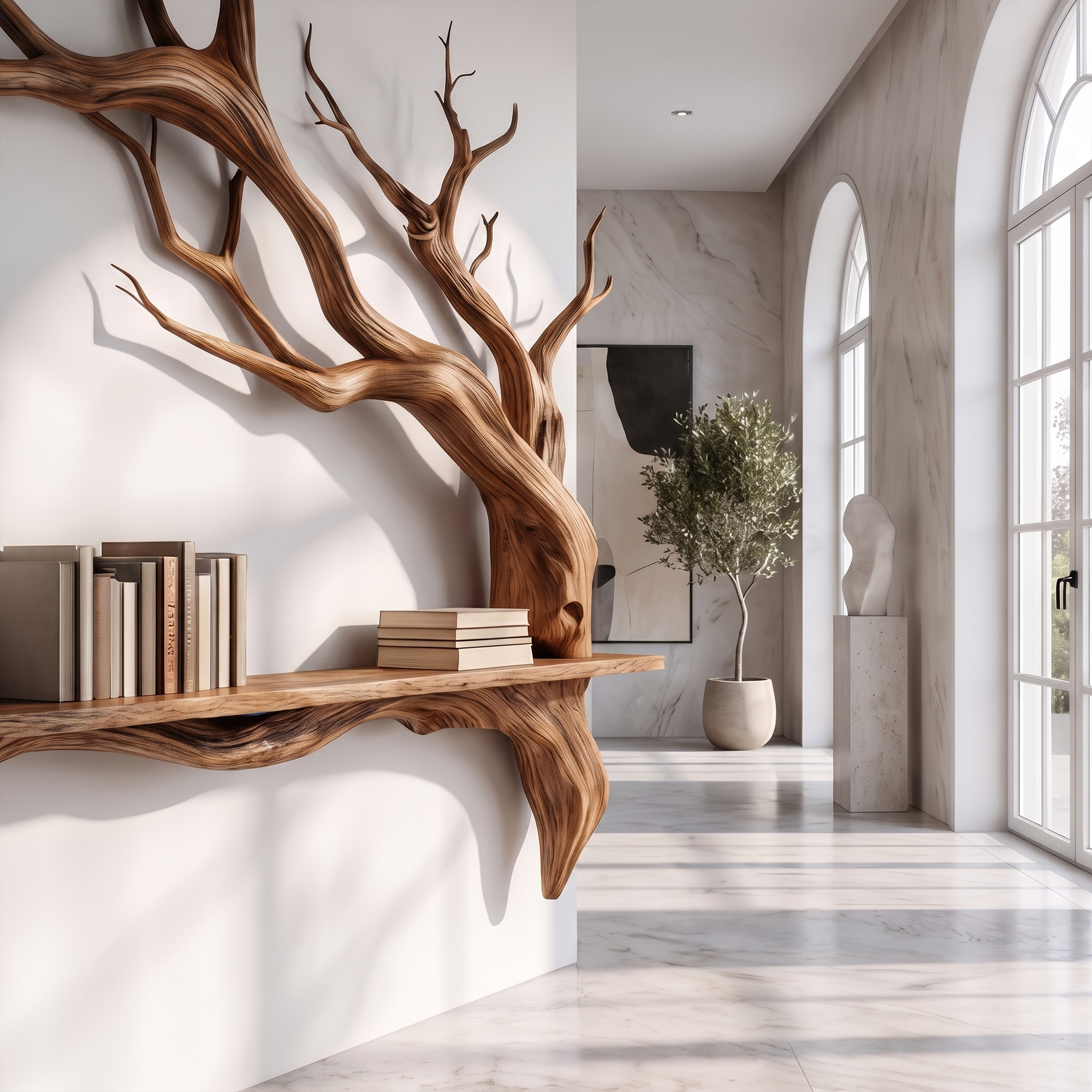 Rustic Tree Branch Wall Shelf Natural Artistic Home Decor SINLKIFL177