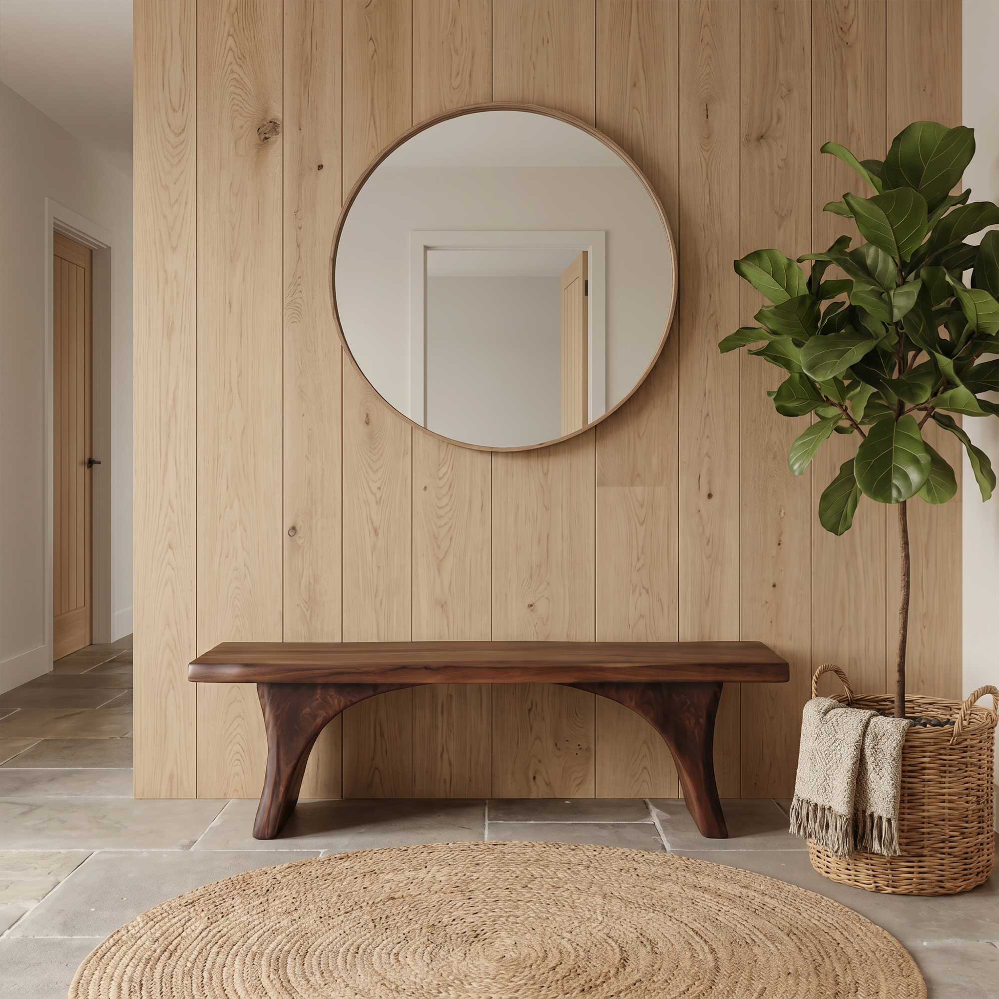 Organic Sculptural Bench With Curved Open Storage Base For Entryway And Living Room SINLKIRS112