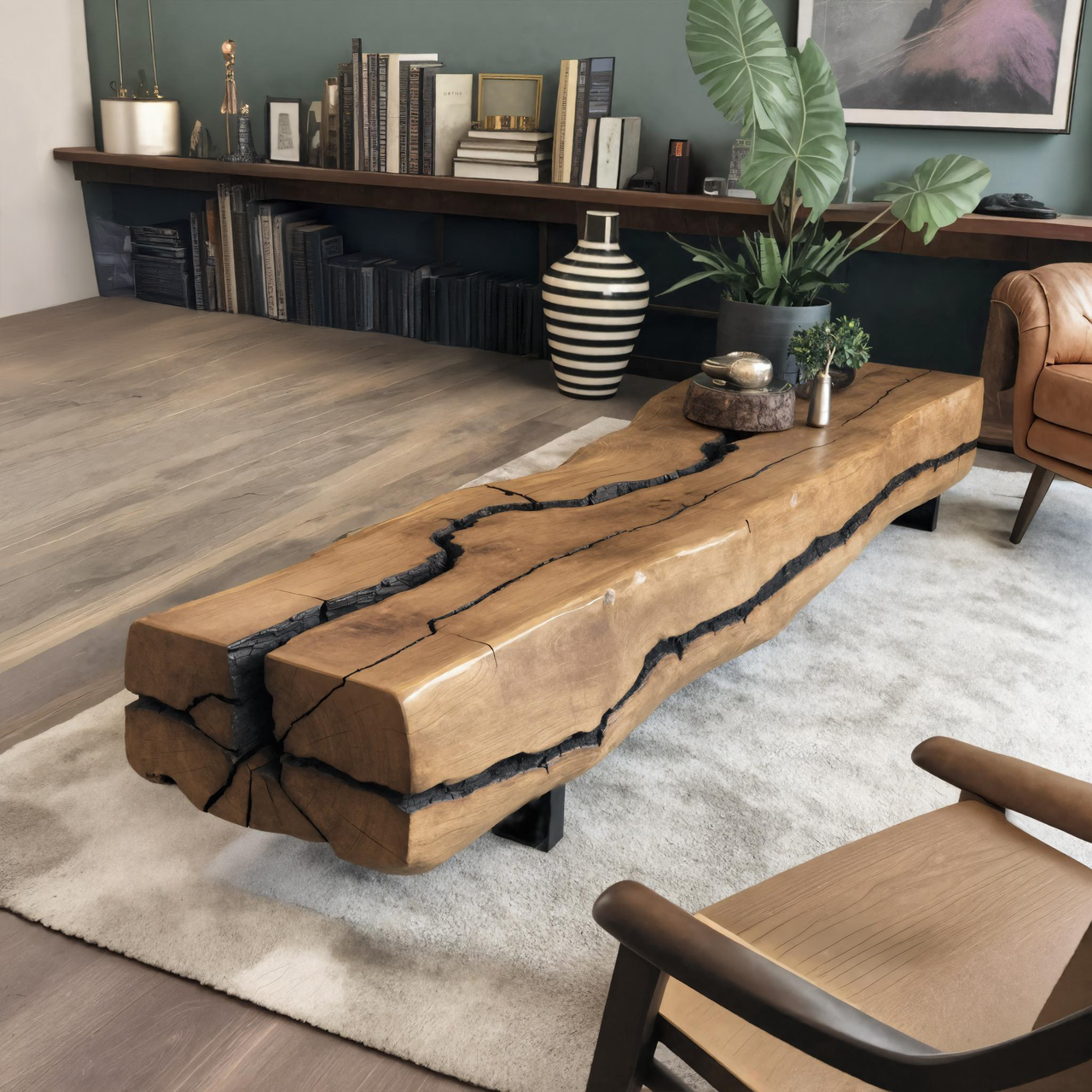 Rustic Solid Wood Coffee Table With Natural Cracks For Living Room SITHHNCF006