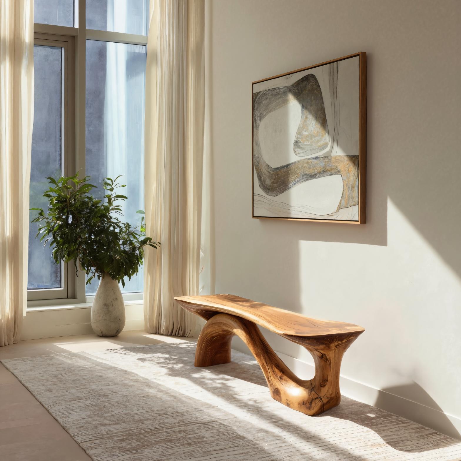 Modern Sculptural Bench With Organic Design For Living Room SITHHNCHR044
