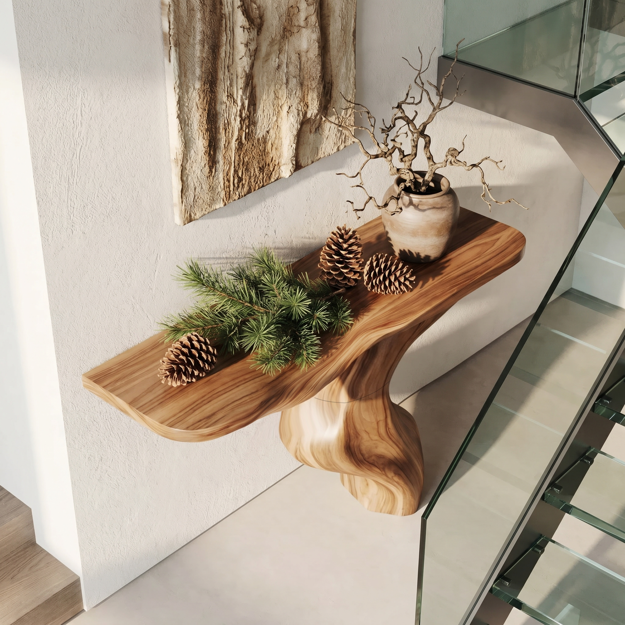 Modern Console Table With Statement Sculptural Base For Living Room SINLHACS664