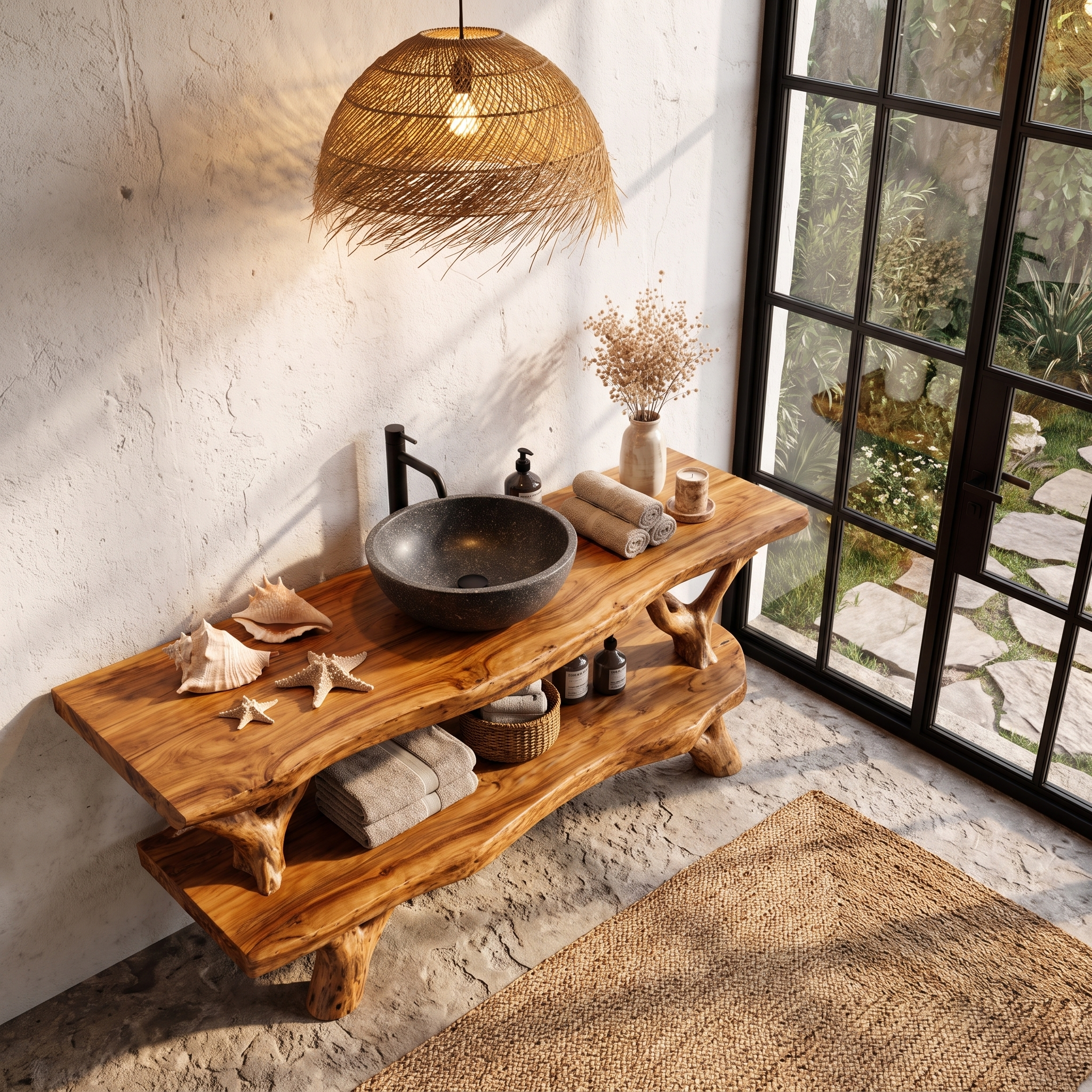 Natural Branch Bathroom Vanity Freestanding Sink Console SINLHABRV329