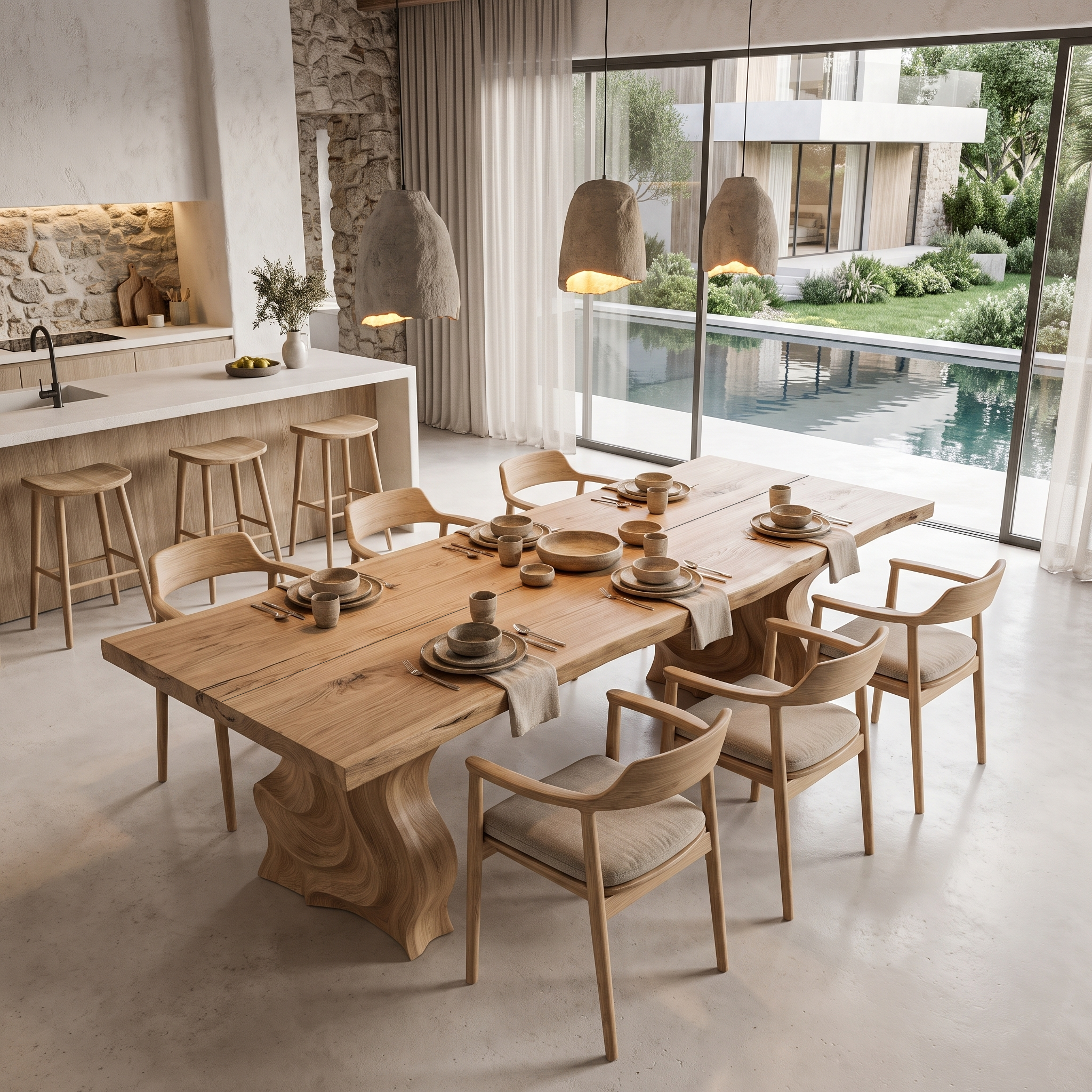 Modern Dining Table With Flowing Loop Design For Dining Room And Kitchen SINLHADN213