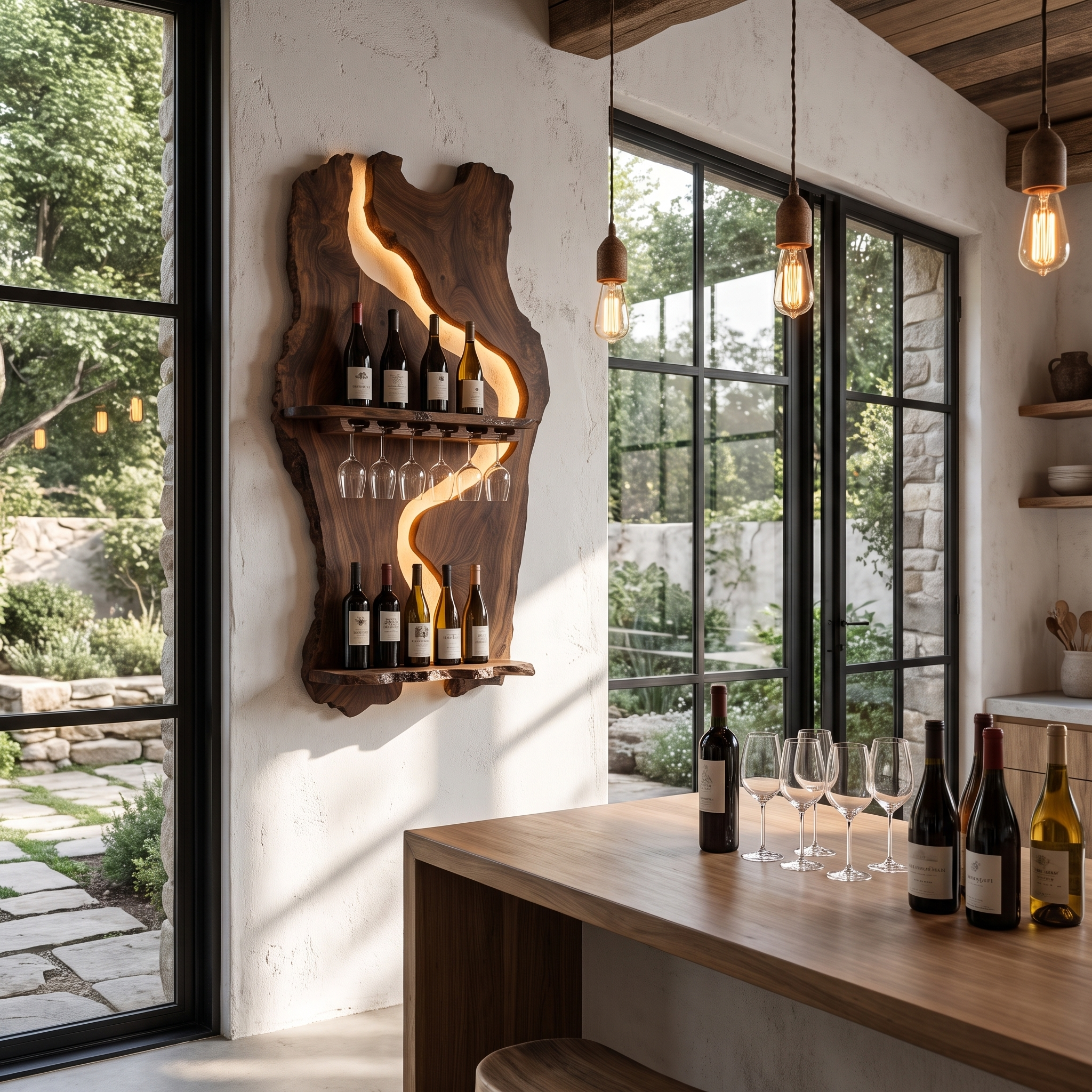 Sculptural Wall Mounted Wine Holder For Dining Room And Home Bar SINLHAWH038