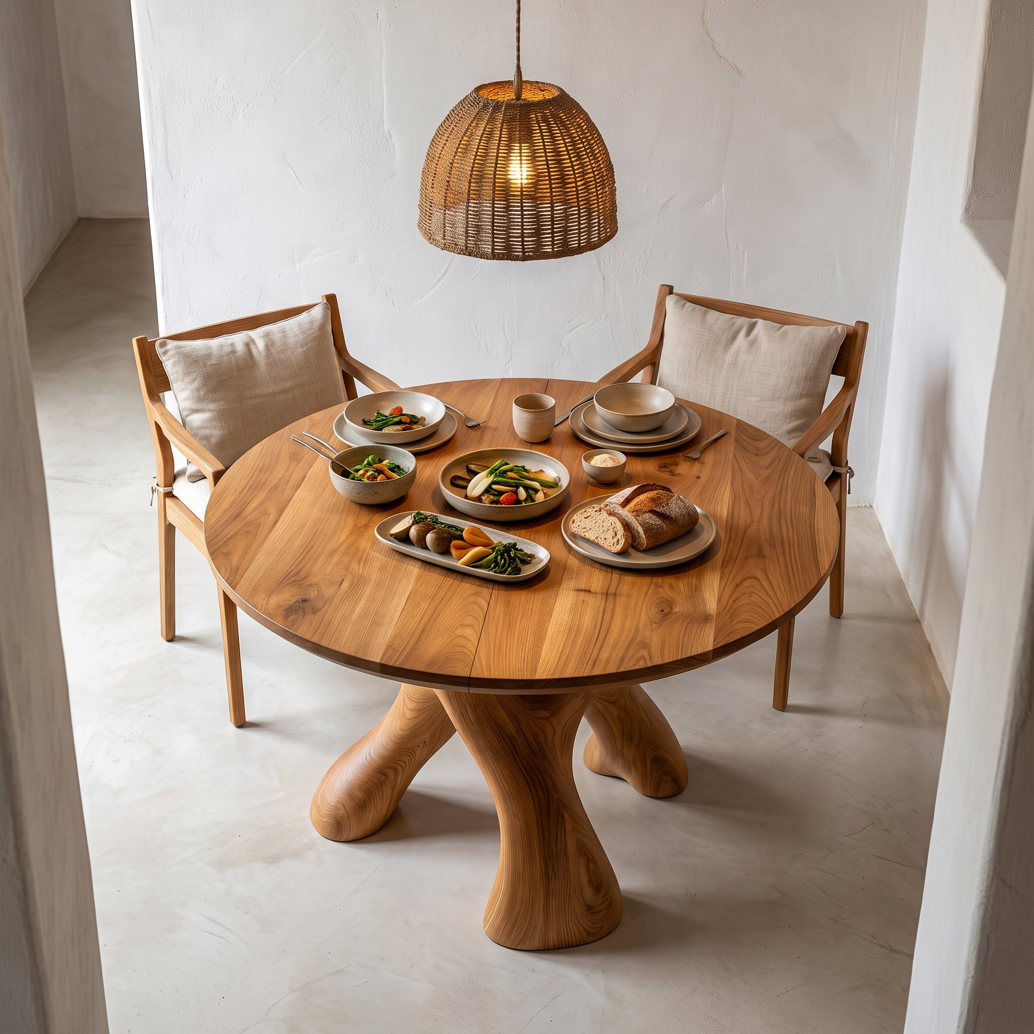 Organic Round Dining Table With Sculptural Infinity Design For Dining Room And Kitchen SINLHADN216