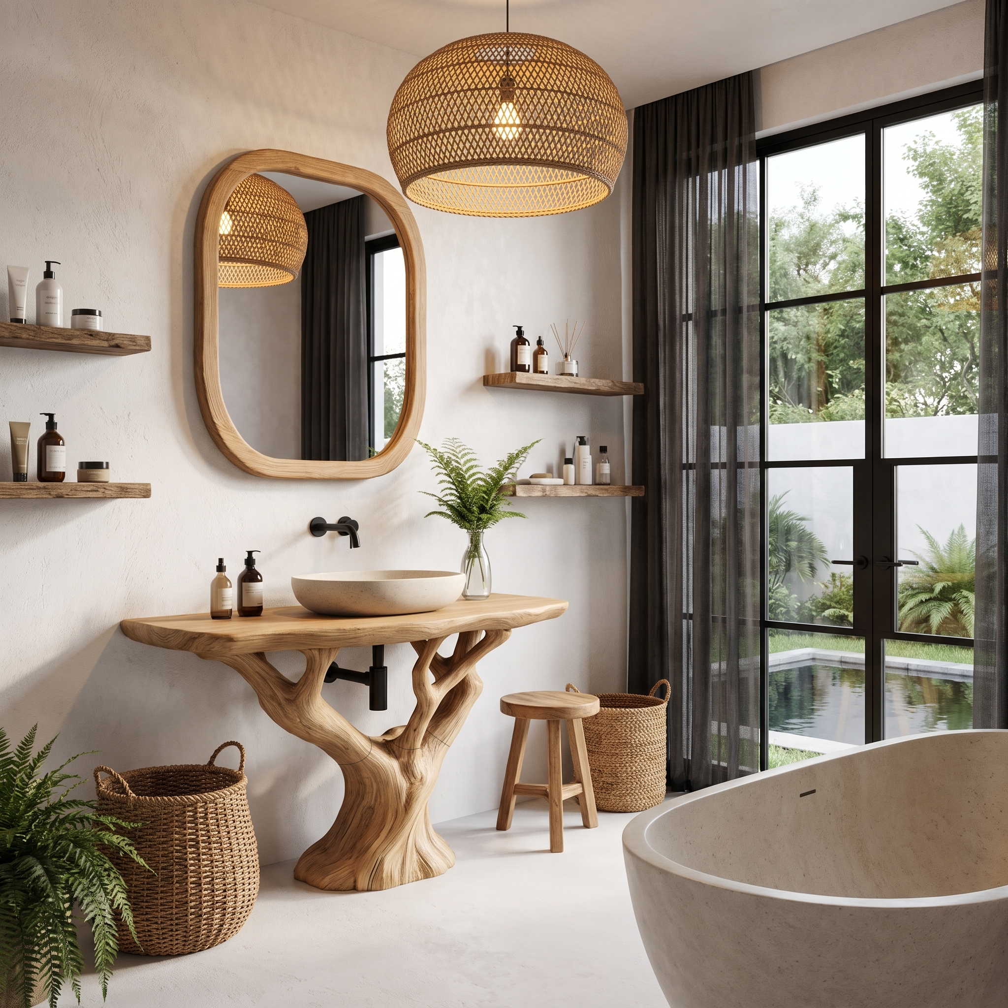 Rustic Live Edge Bathroom Vanity With Natural Wood Base For Bathroom SINLHABRV334