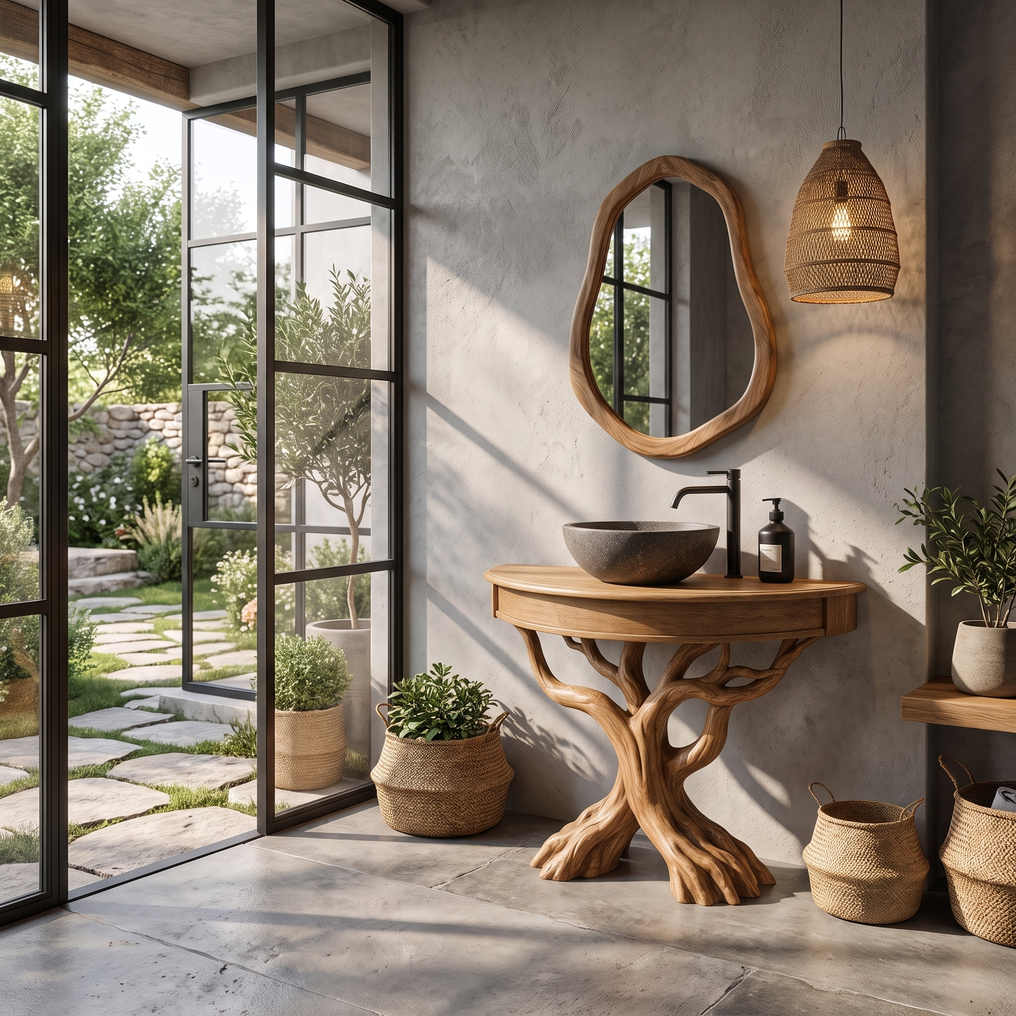 Tree Bathroom Vanity With Floating Countertop And Display Shelves For Bathroom SINLHABRV325