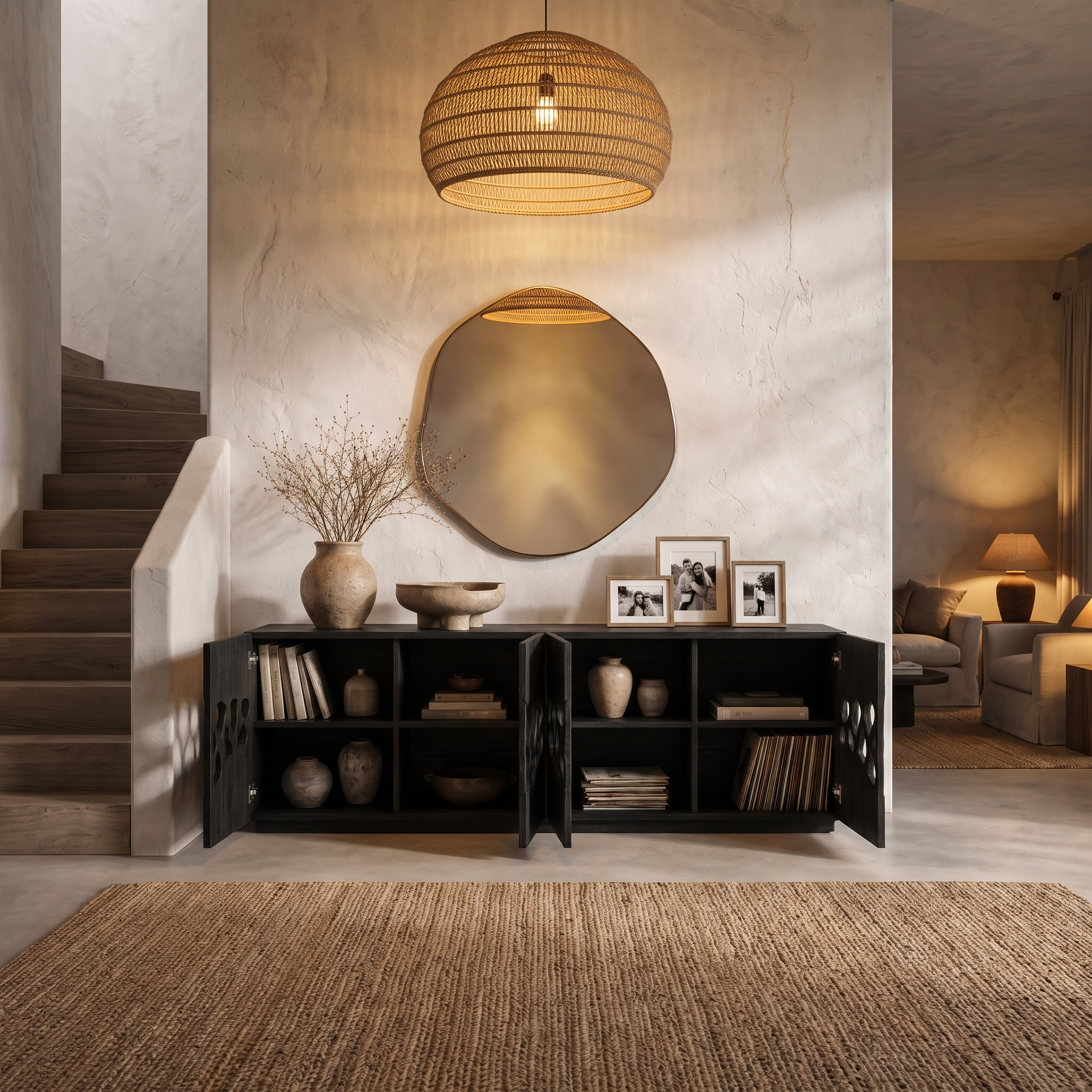 Contemporary Sideboard With Organic Cutout Design For Dining Room And Living Room SINLHASD002