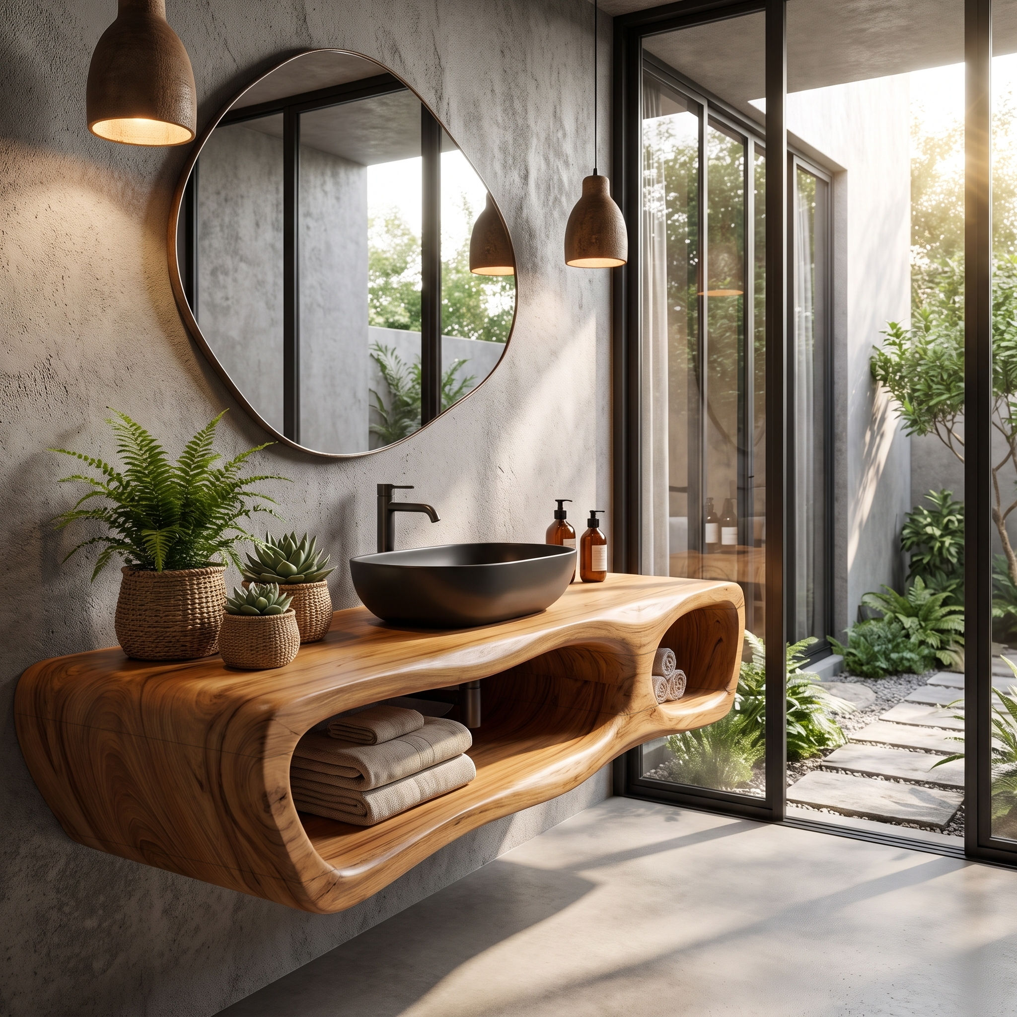 Modern Wall Mounted Bathroom Vanity With Organic Wood Base For Bathroom SINLHABRV323