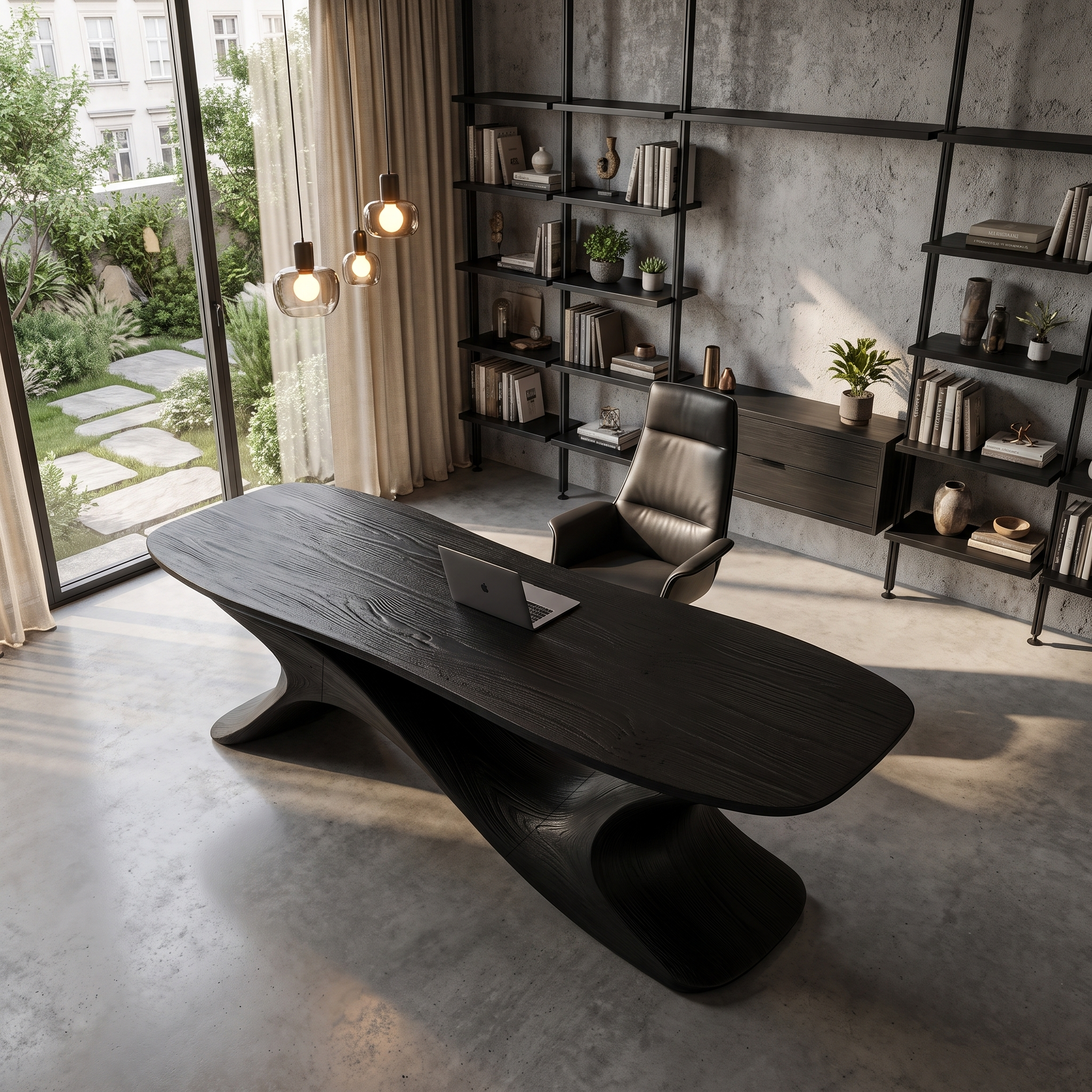 Rustic Open Loop Desk Solid Wood Writing Desk For Home Office SINLHADE161