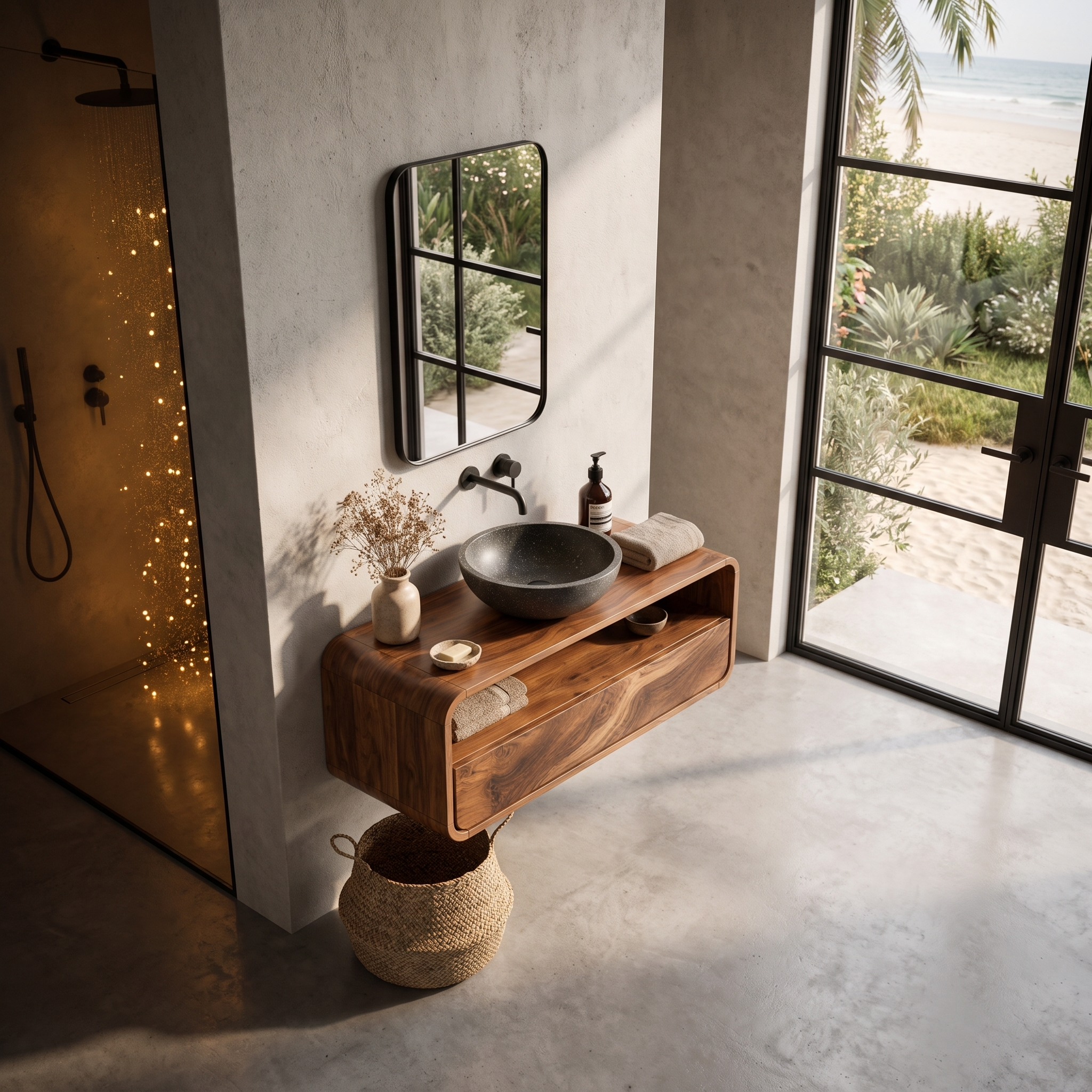 Rustic Floating Bathroom Vanity With Built In Storage Drawer For Bathroom SINLHABRV317