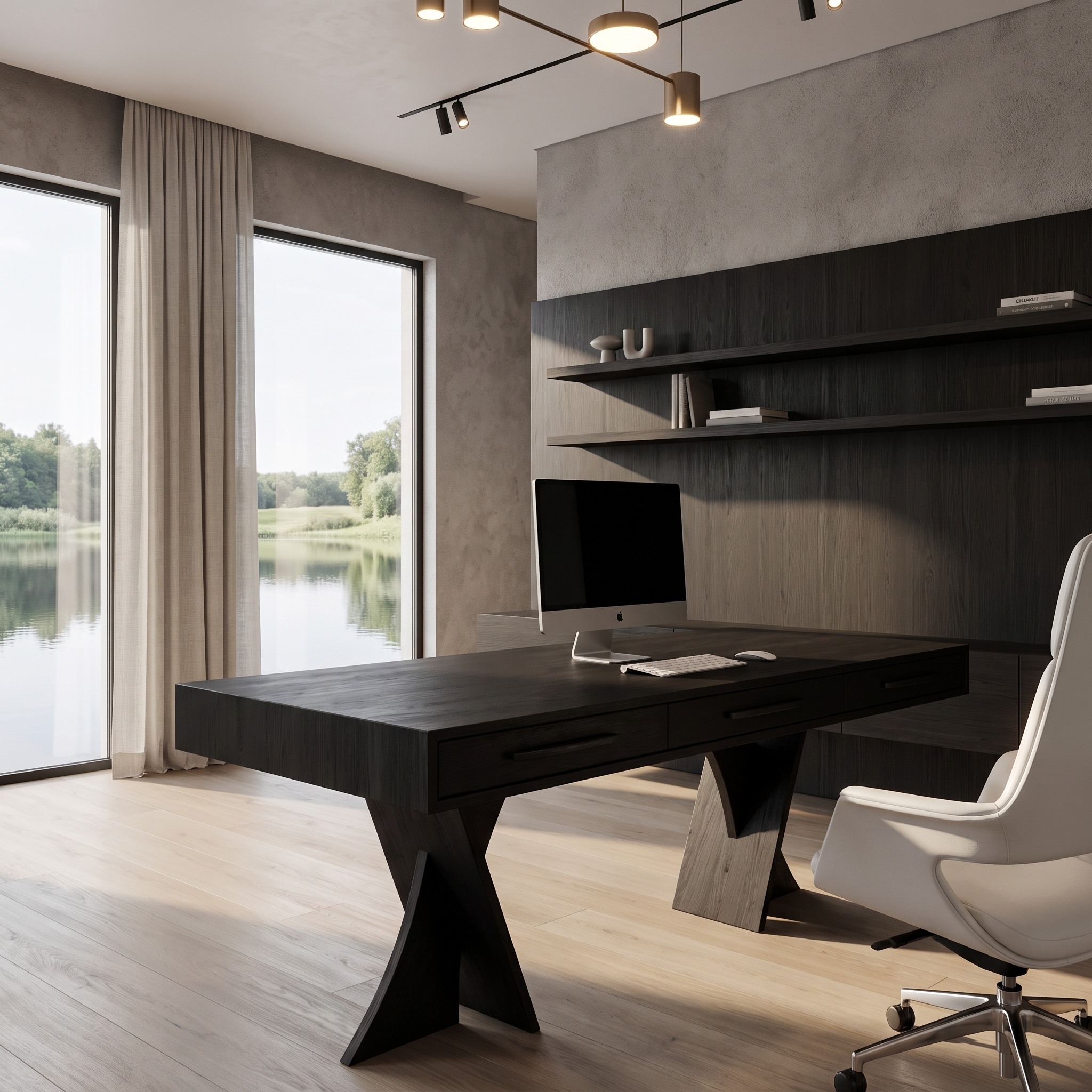 Minimalist X Frame Desk Solid Wood Computer Desk For Home Office SINLHADE163