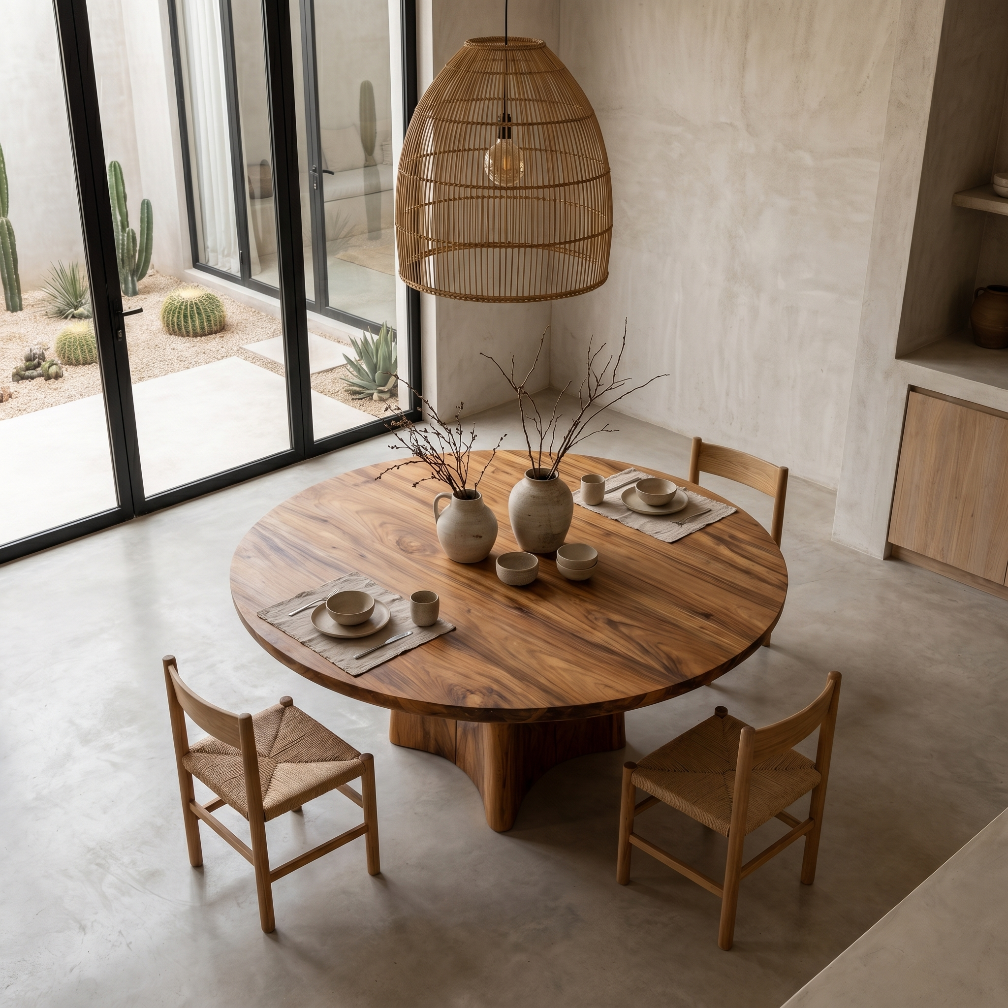 Contemporary Round Dining Table With Smooth Curved Base For Dining Room SINLHADT182