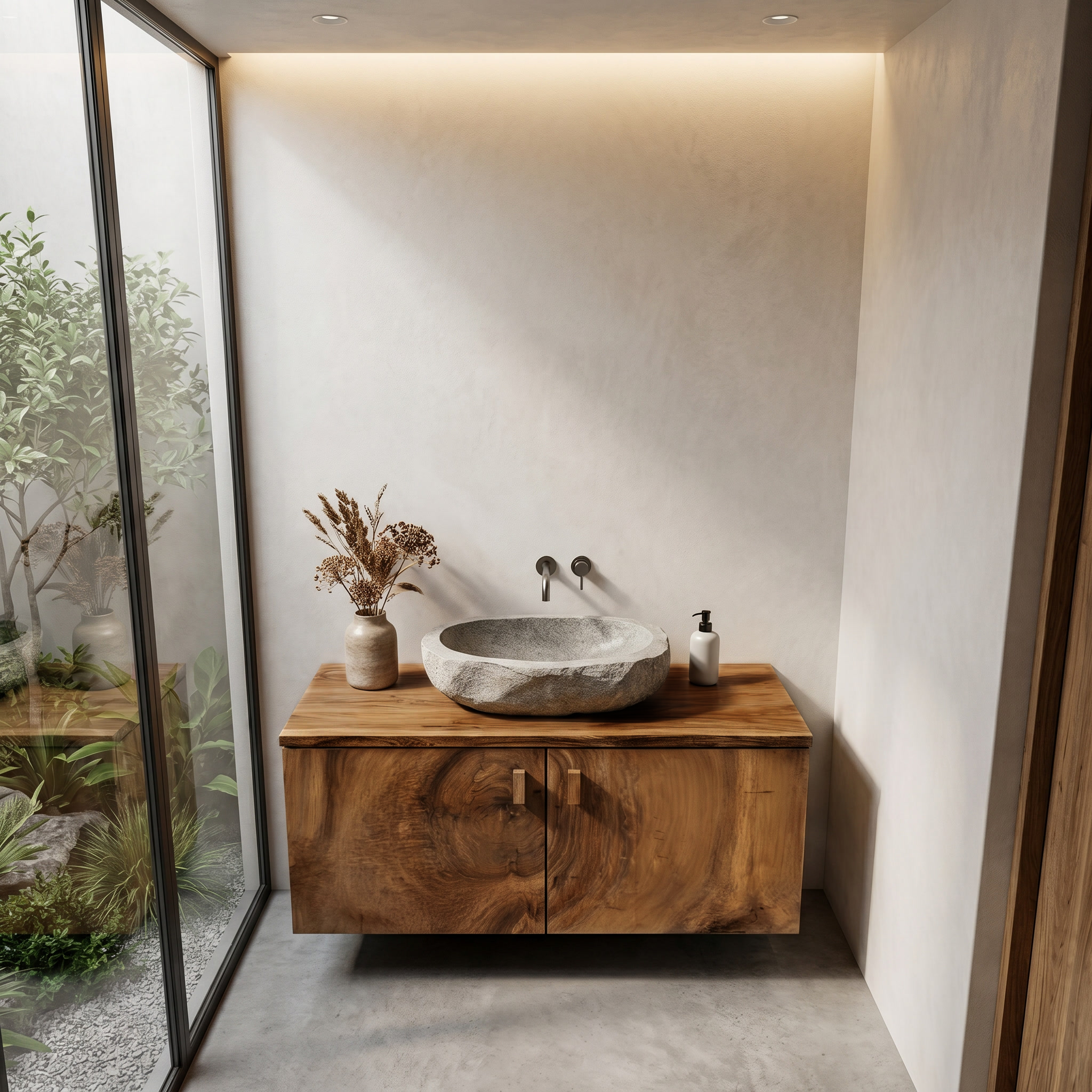 Rustic Natural Wood Bathroom Vanity For Bathroom And Powder Room SINLHABRV296