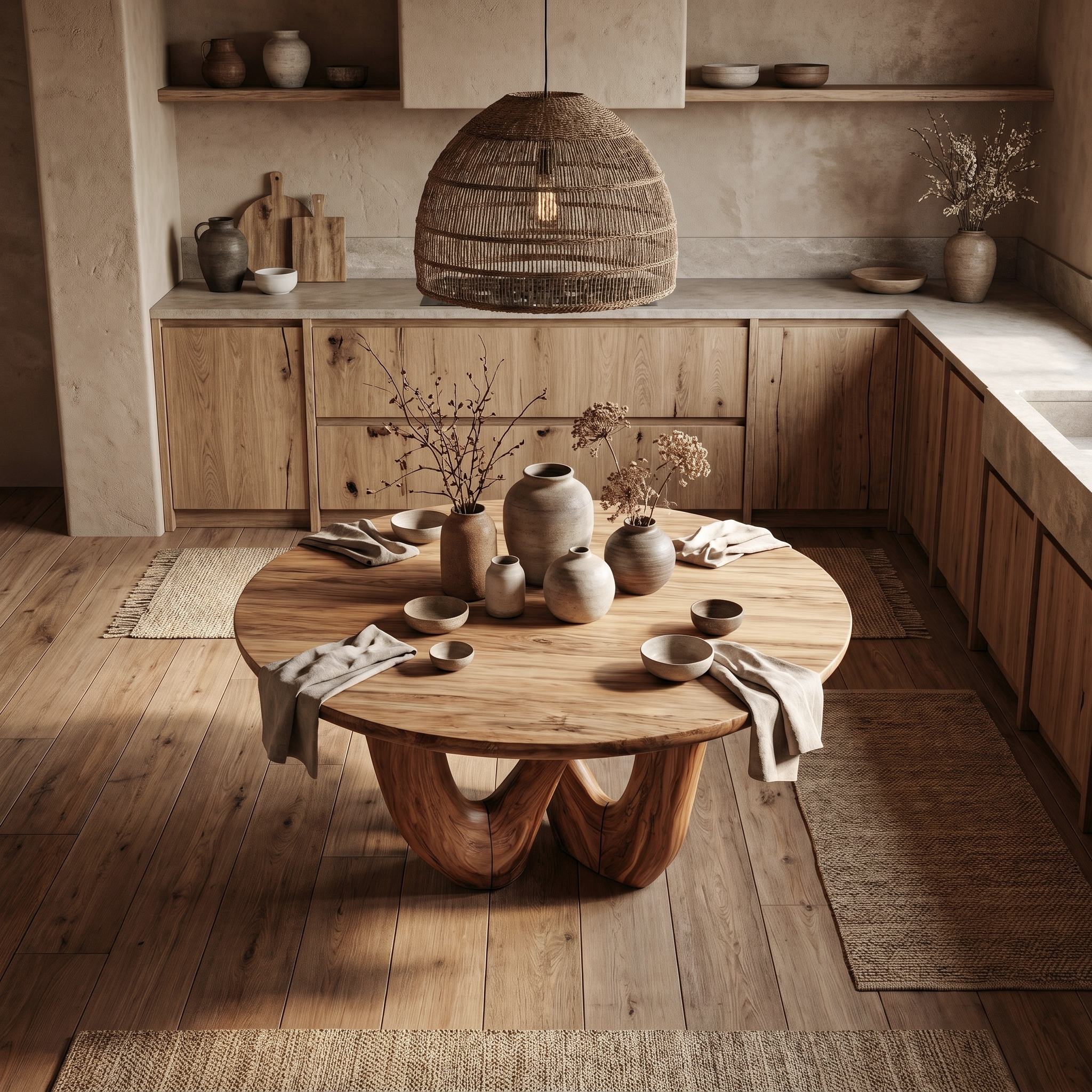 Sculptural Double Curved Base Dining Table For Dining Room And Kitchen SINLHADT184