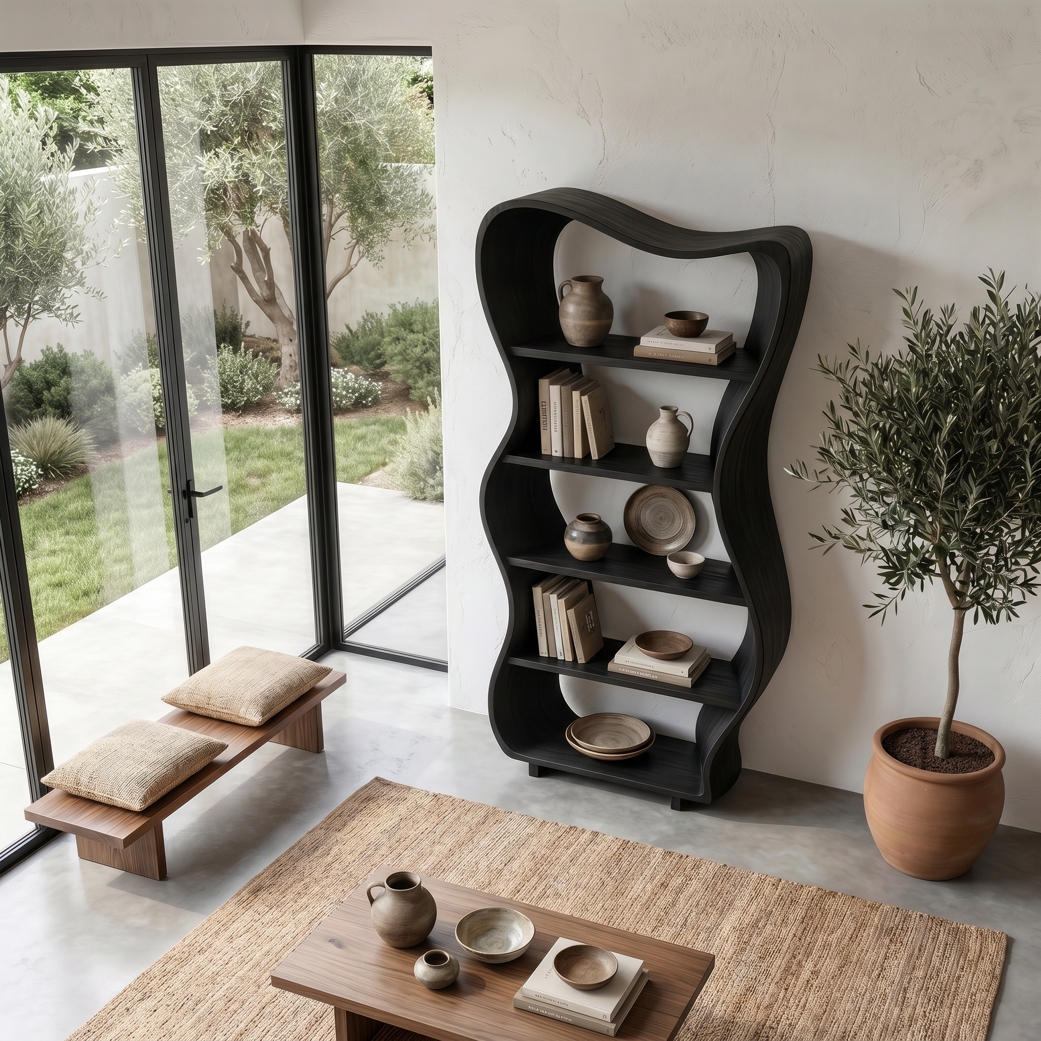 Sculptural Tree Shelf With Organic Wood Design For Living Room And Reading Corner SINLHABS040