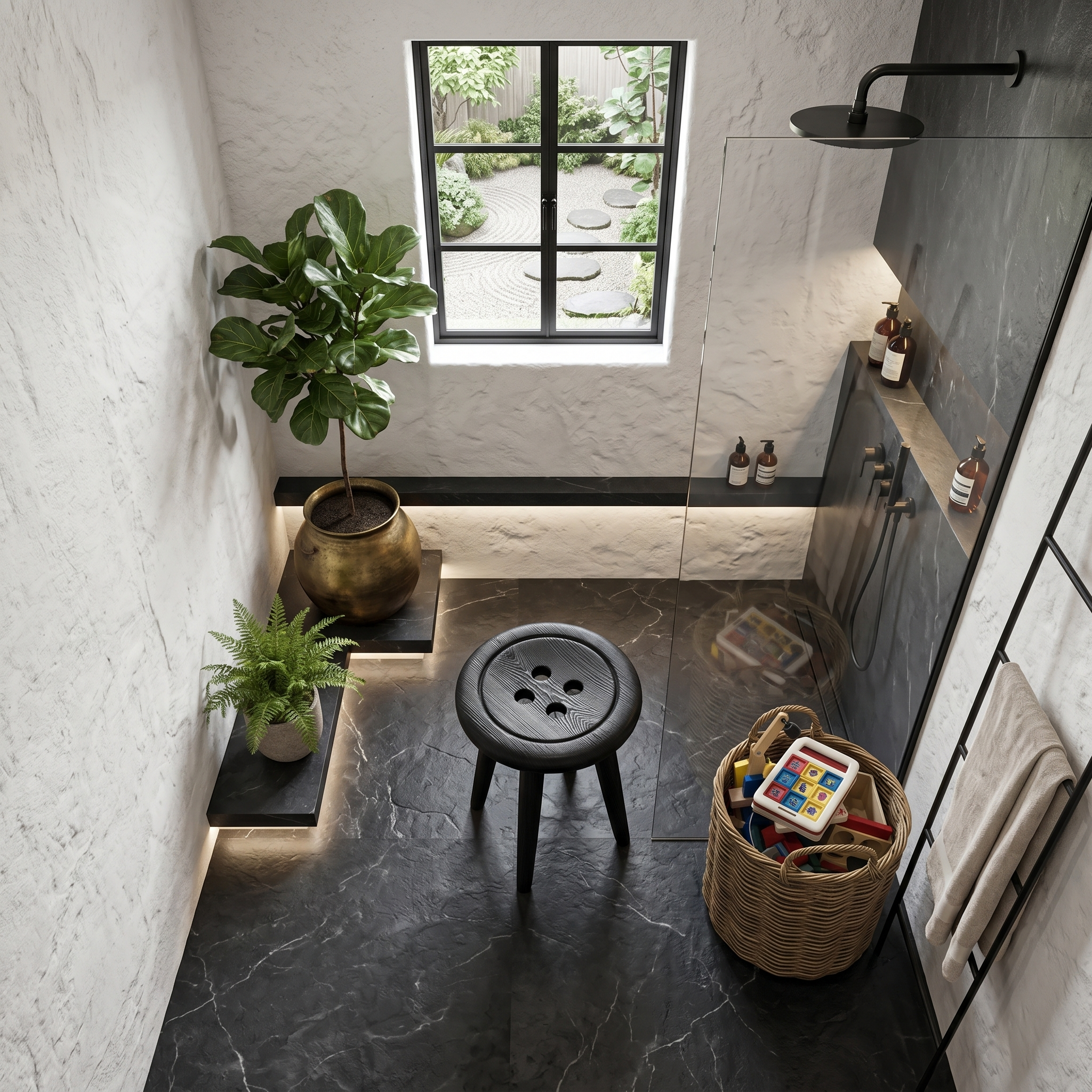 Modern Organic Shower Stool With Handcrafted Wood Design For Bathroom SINLHAWS011