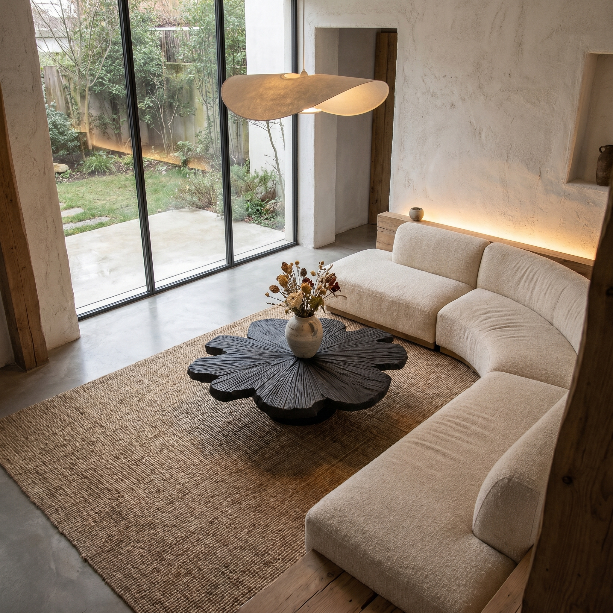 Modern Coffee Table With Sculptural Petal Inspired Design For Living Room SINLHACF387