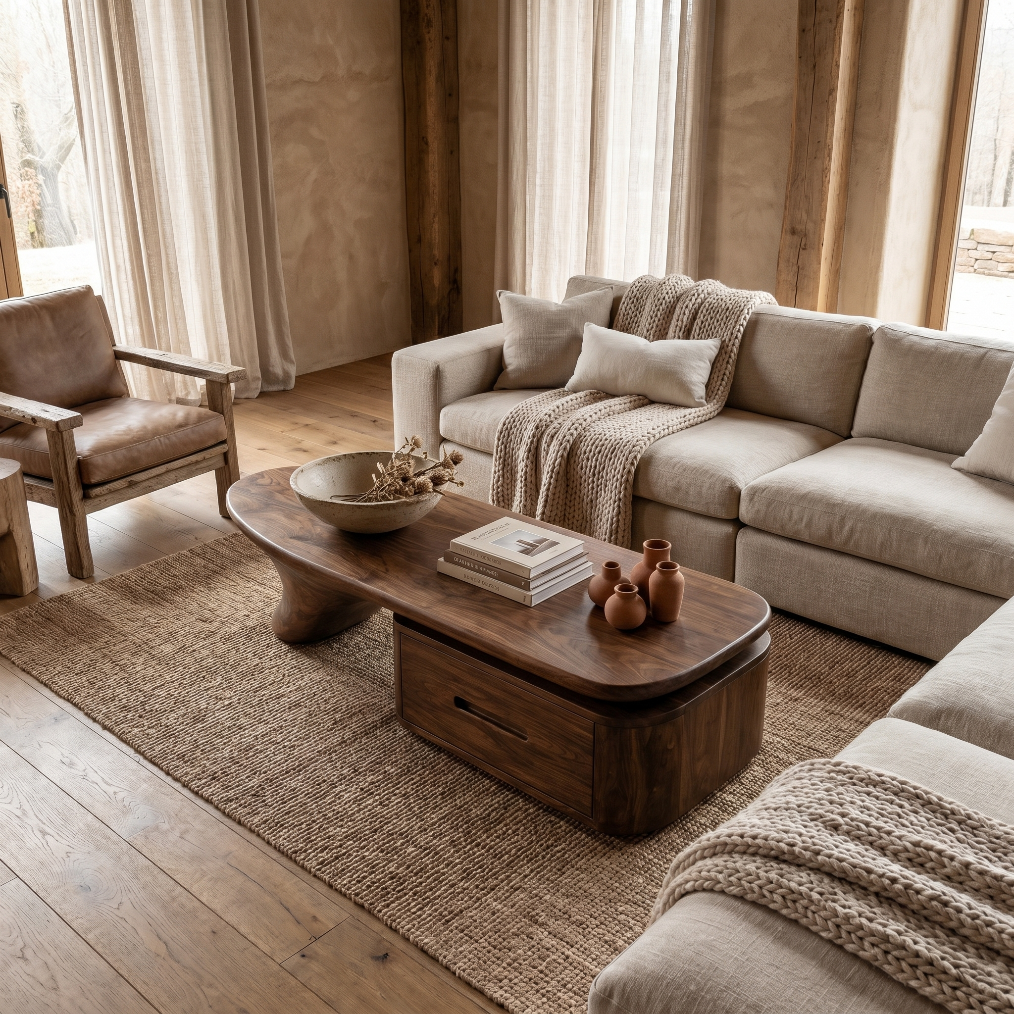 Modern Coffee Table With Built In Drawer Storage For Living Room SINLHACF373
