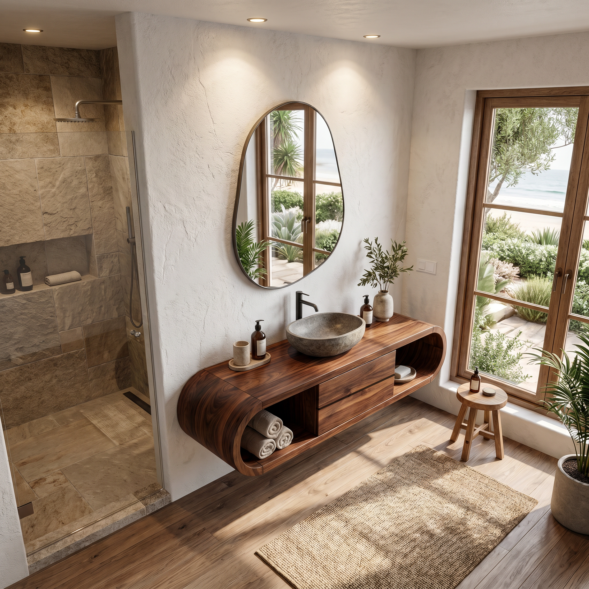 Nature Inspired Wall Mounted Bathroom Vanity With Live Edge Wood Design For Bathroom SINLHABRV319