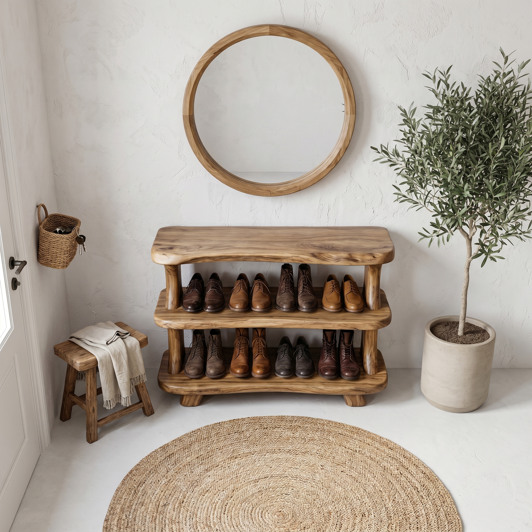Modern Shoe Rack Sculptural Storage Design For Entryway SINLHASB095
