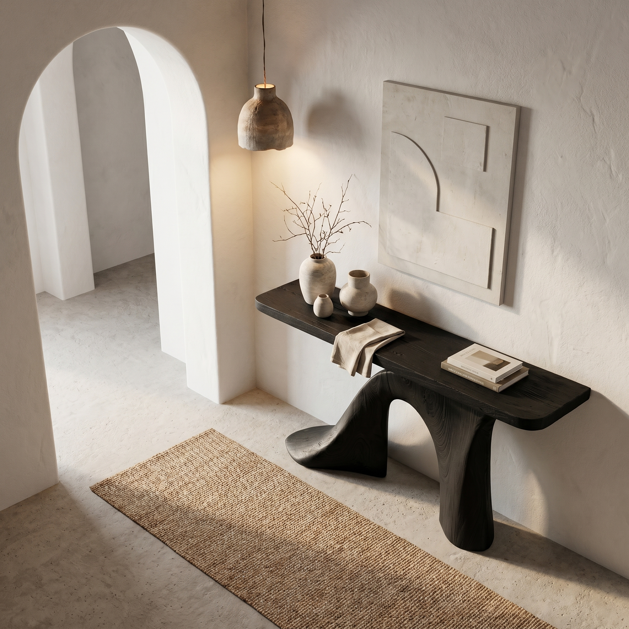 Modern Console Table Entryway Table With Sculptural Base For Living Room SINLHACS573