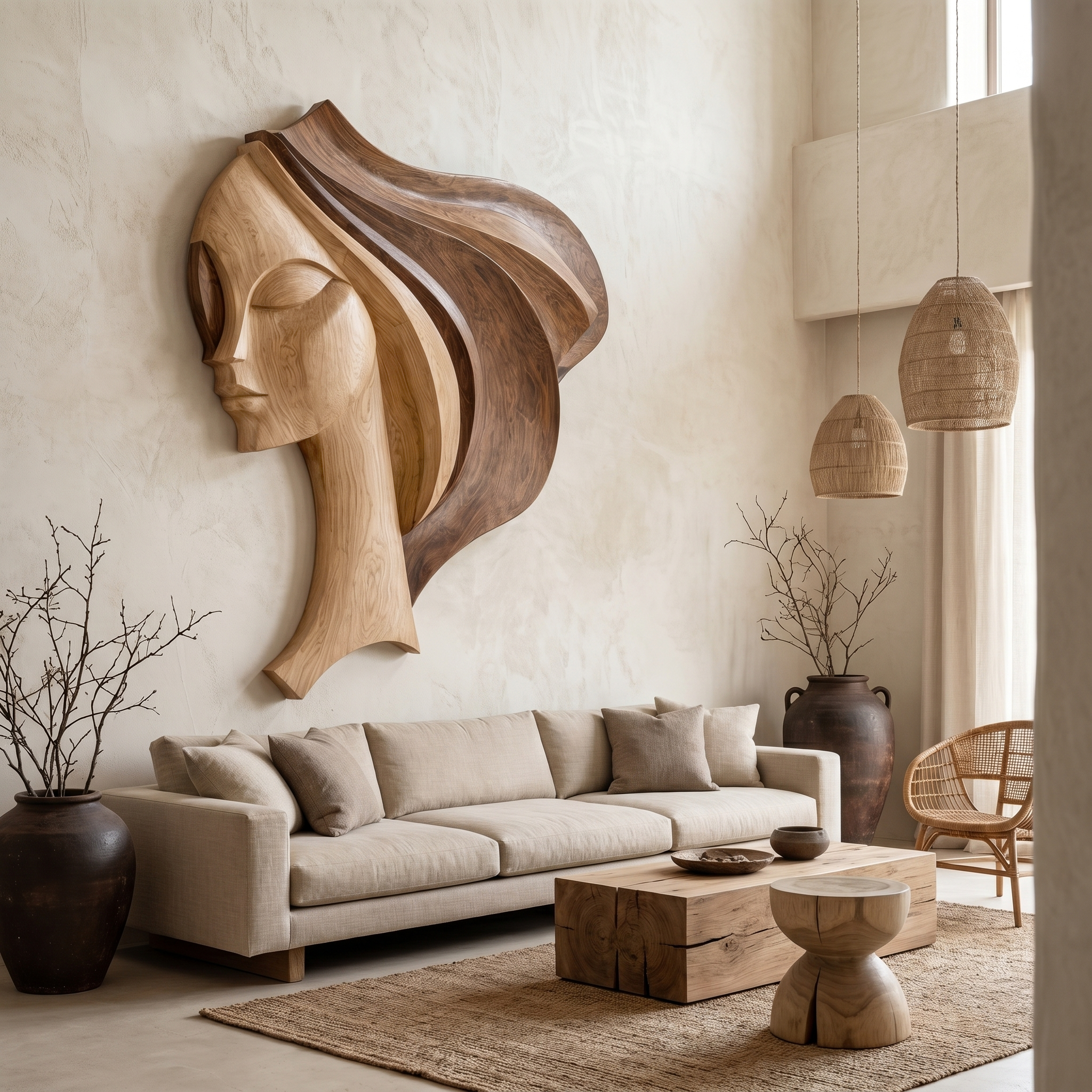 Wall Art Female Face Wall Decor Sculpture For Living Room SINLHAWD068